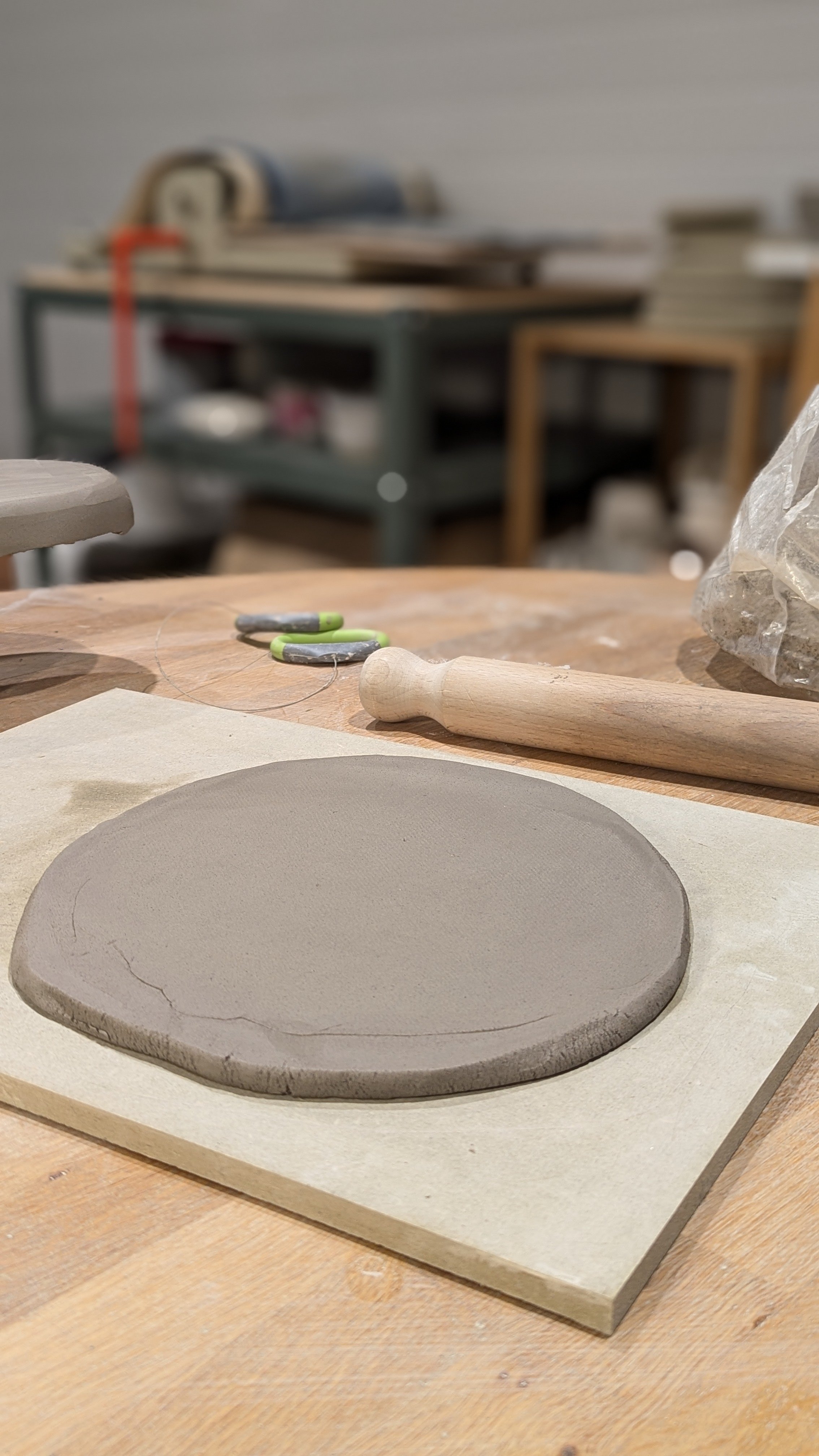 Studio shot of in progress work, this is rolled out clay