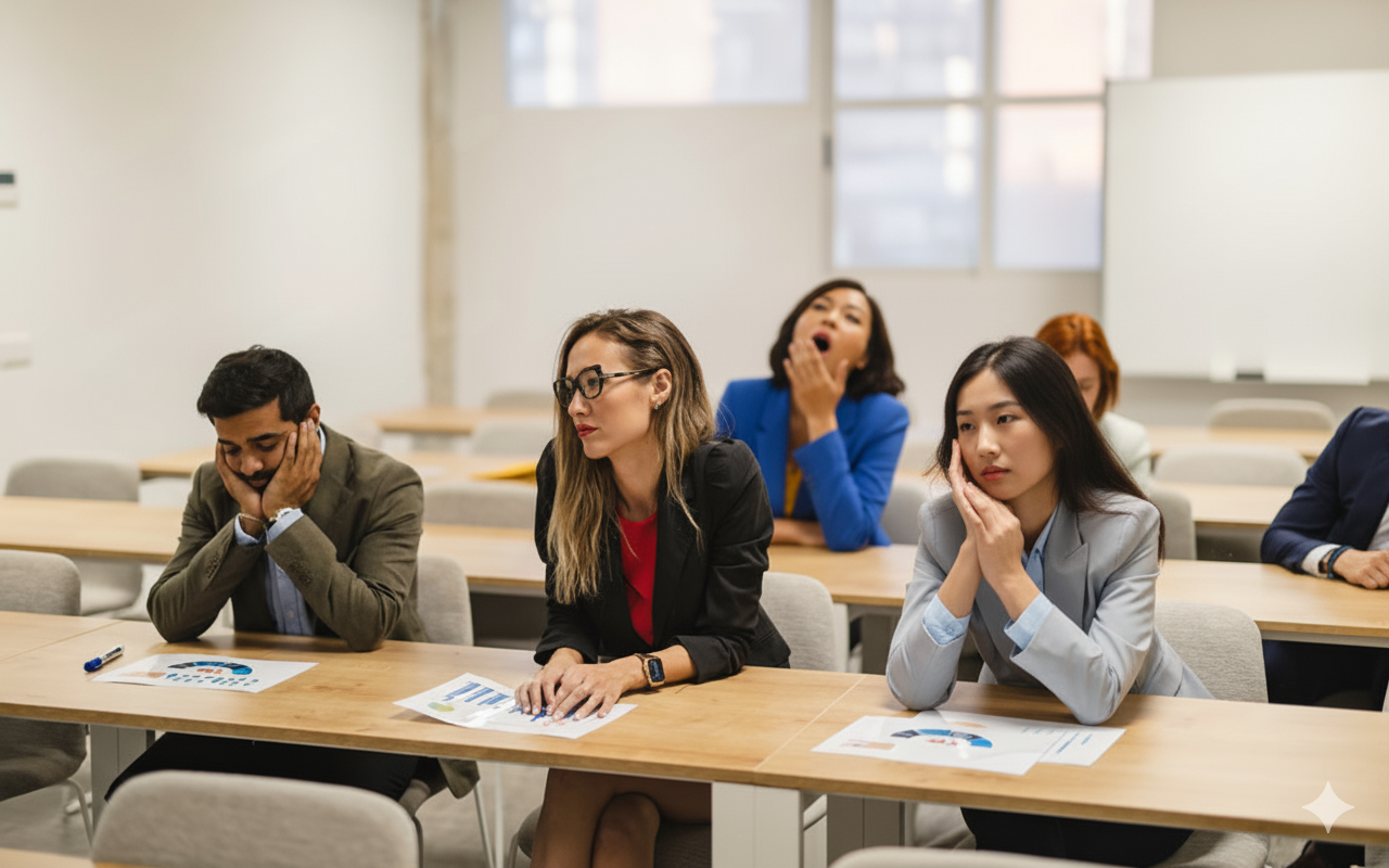Bored listeners in an office training