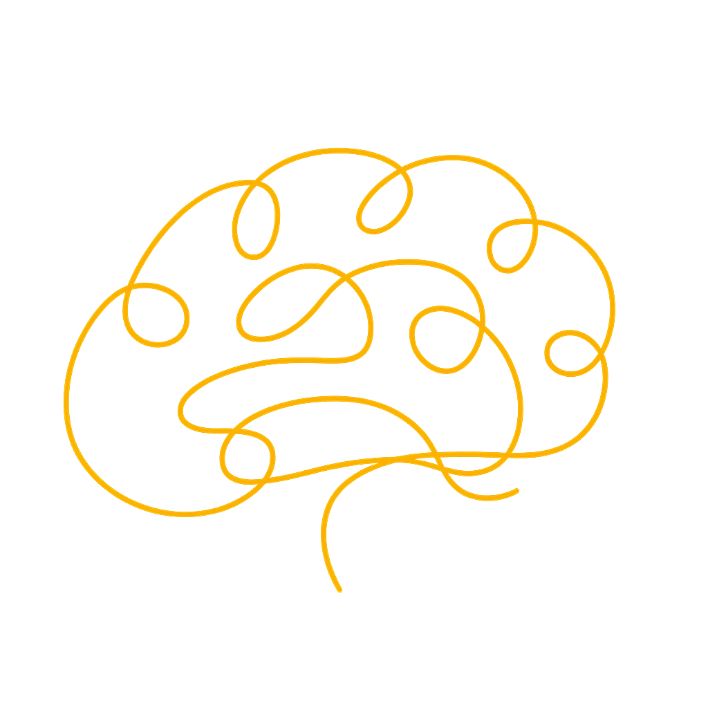 Représentation d'un cerveau stylisé en lignes jaunes