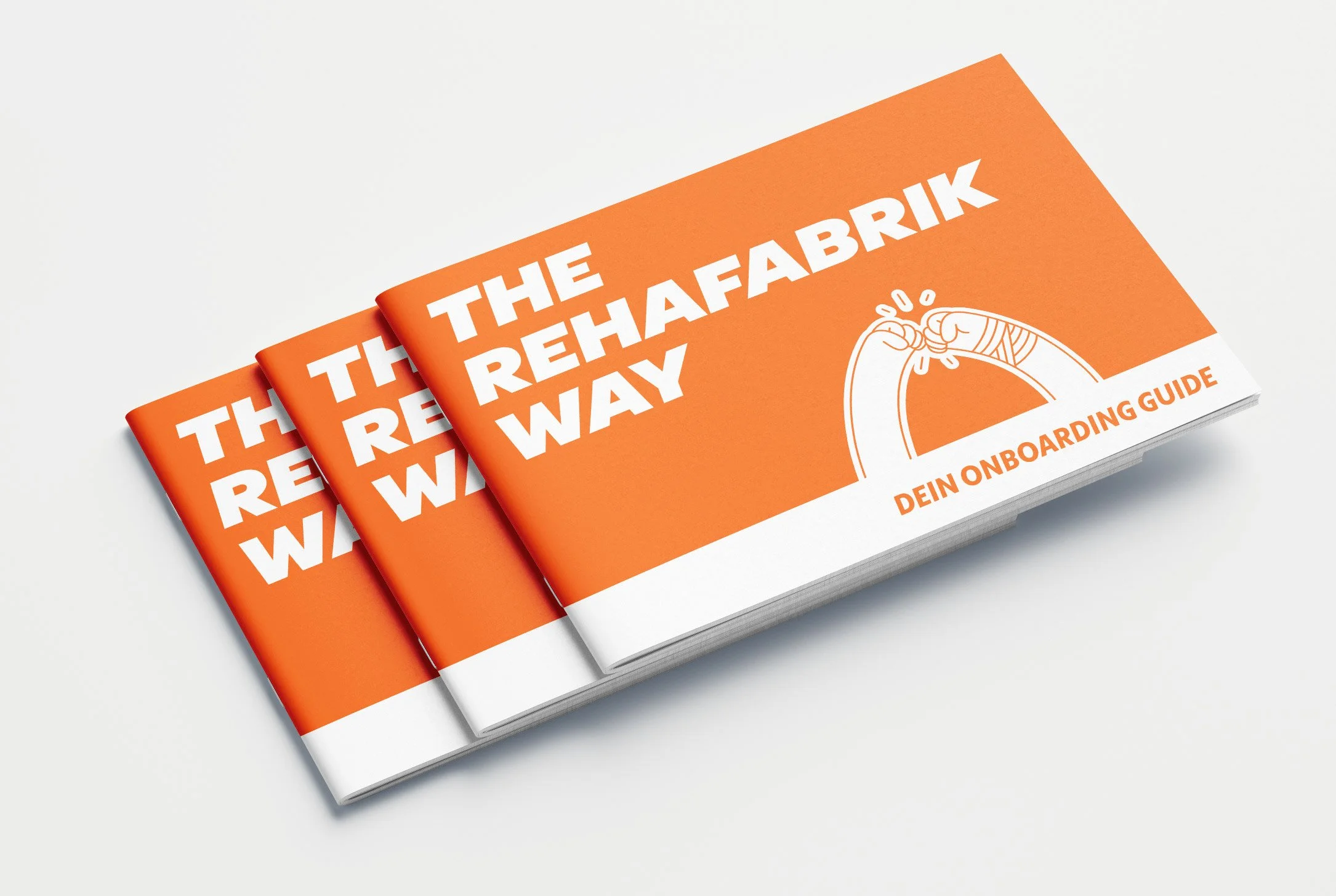 Der Titel der Broschüre "The REHAFABRIK Way – Dein Onboarding Guide"