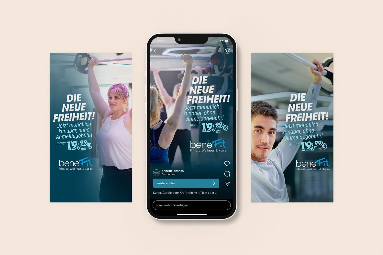 beneFit Fitnessstudios – Marketing Kamapgne "Die neue Freiheit" – Superidee Werbeagentur Oldenburg