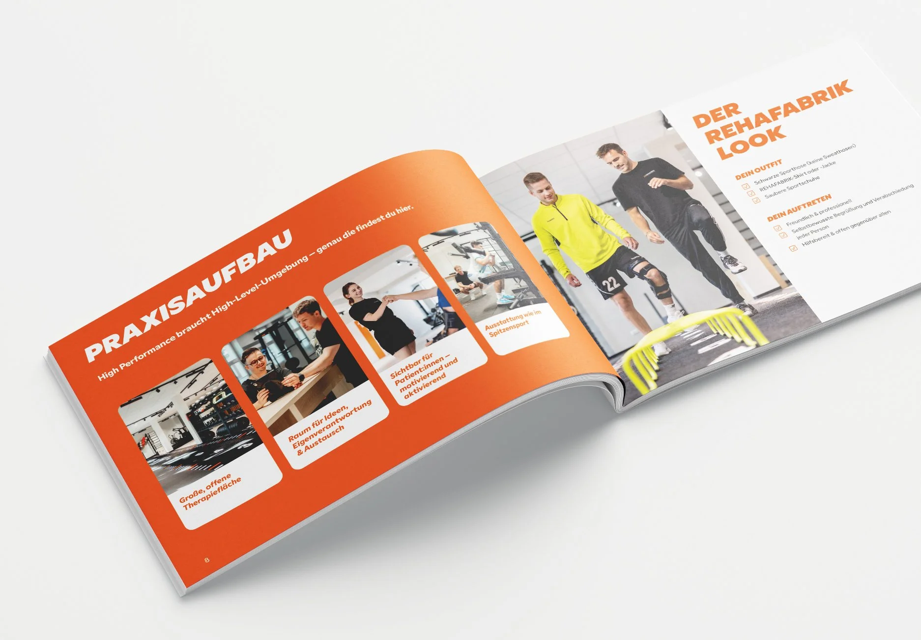 Eine Innenseite der Broschüre "The REHAFABRIK Way – Dein Onboarding Guide"