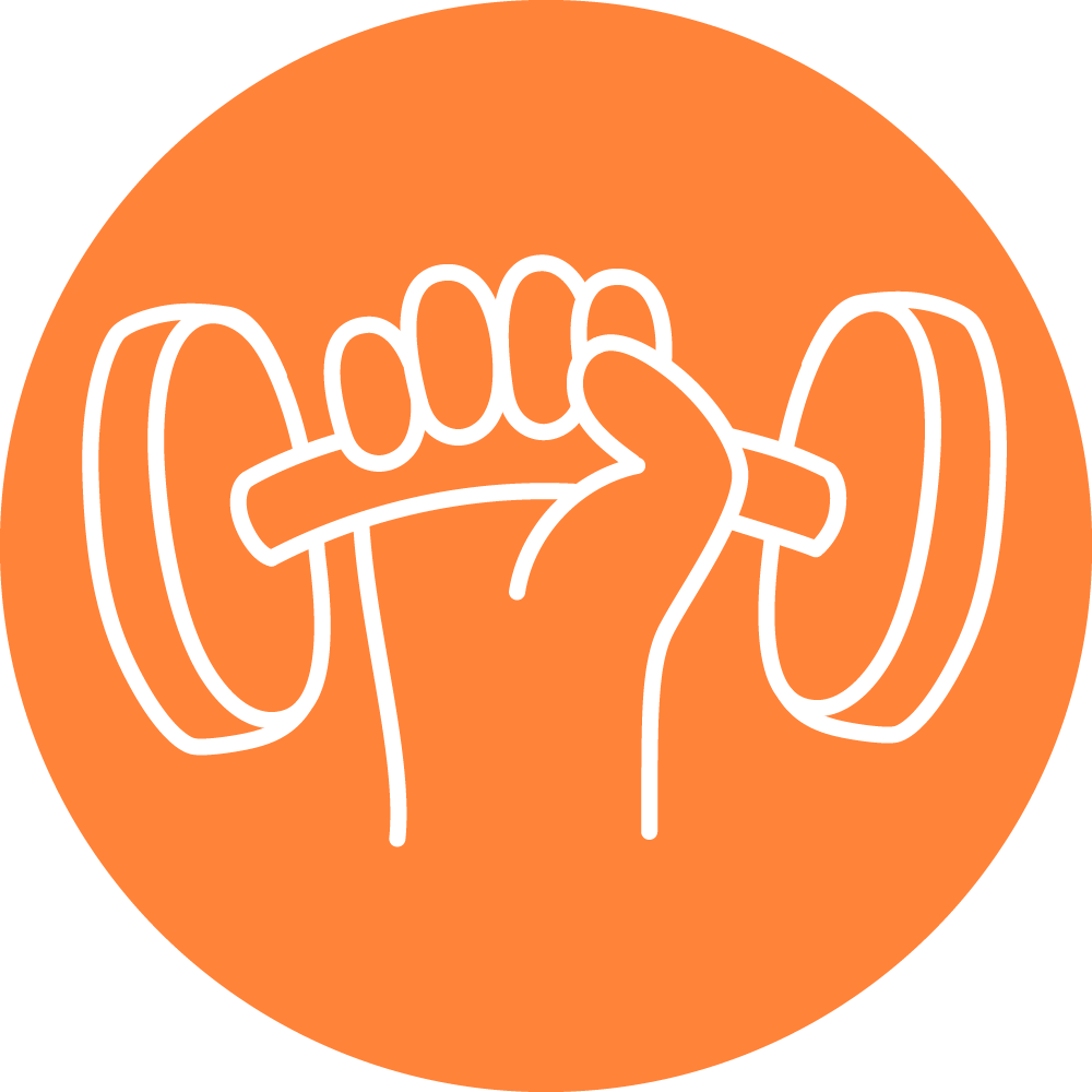 Ein illustratives Icon einer Hand, die eine Hantel greift.