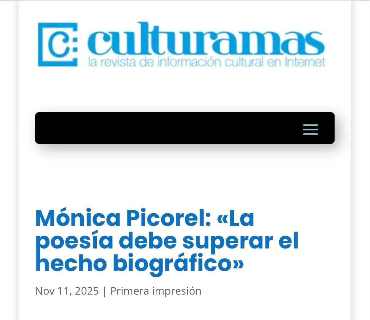 CULTURAMAS / primera impresión: MÓNICA PICOREL.