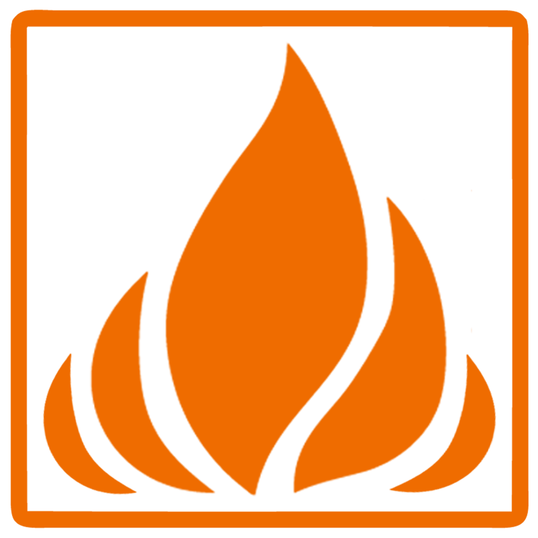 Smoking flame symbol indicating flammable material
