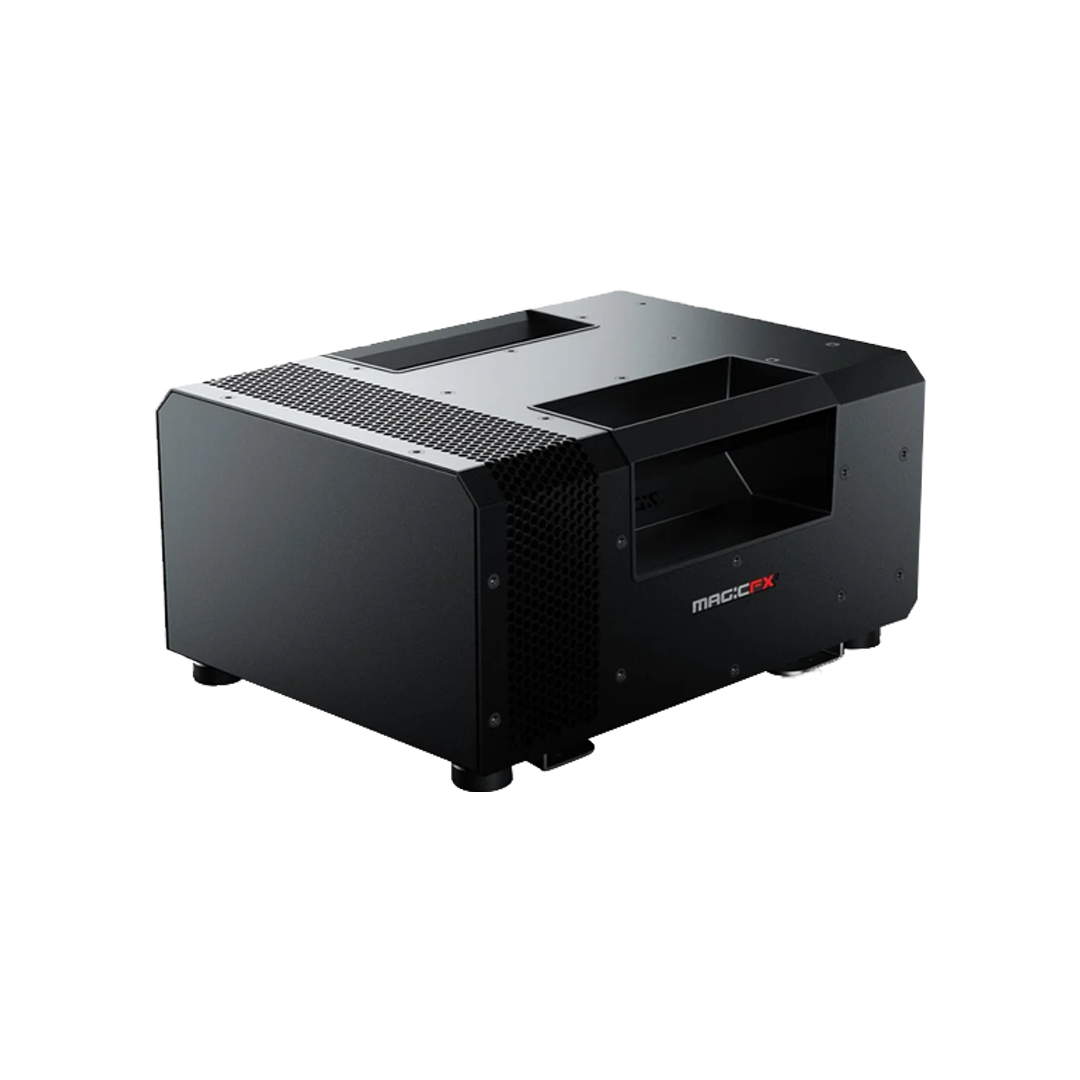 Black laser cutter with vents and control panel, labeled 'Magic FX'.