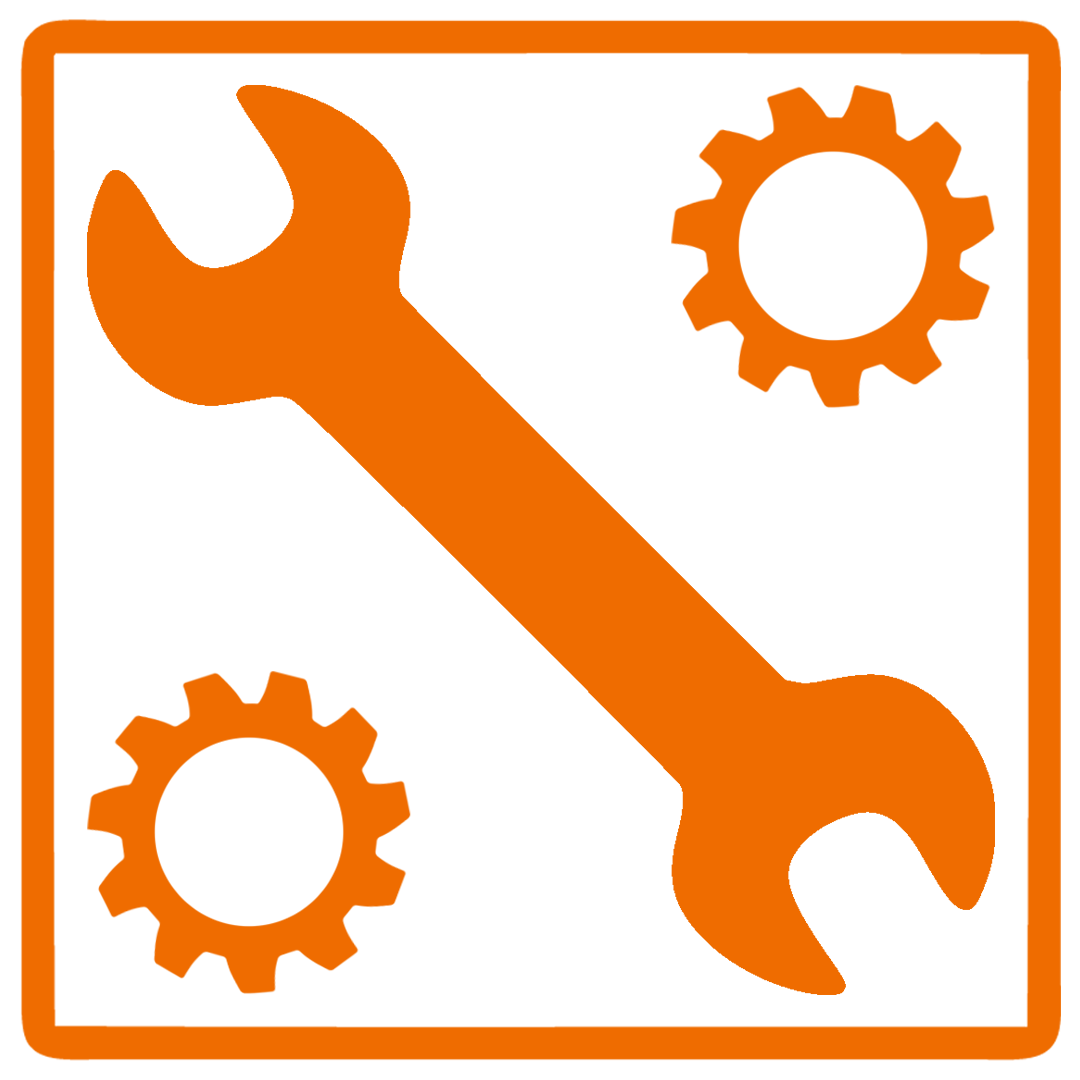 Icon of a wrench and gears indicating maintenance or repair.