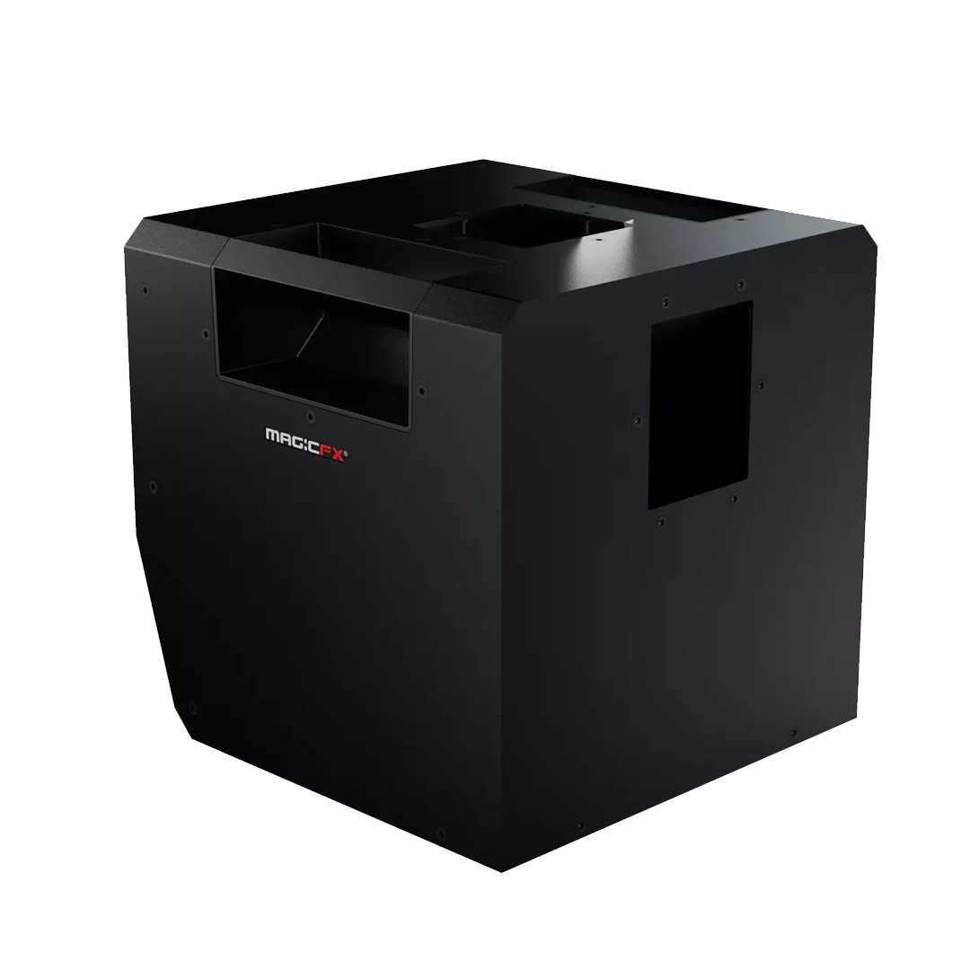 Black Magic FX 3D printer with open top and control panel on the side.