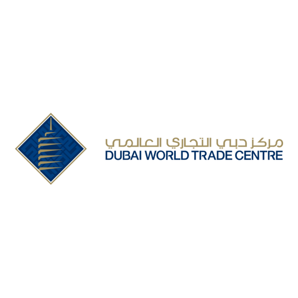 Logo for Dubai World Trade Centre with text in Arabic and English.
