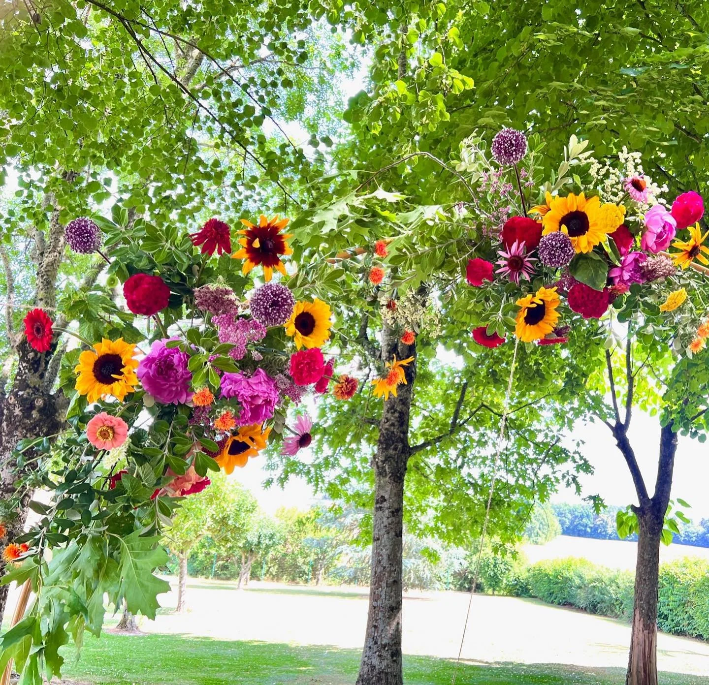 🌻🌸 Mariage de N&amp;T 🌸🌺

Souvenir du beau mariage de No&eacute;mie et Thomas le 21 juin dernier ! 

Des fleurs fra&icirc;ches pour la c&eacute;r&eacute;monie la&iuml;que et le bouquet de mari&eacute;e et des fleurs s&eacute;ch&eacute;es color&ea