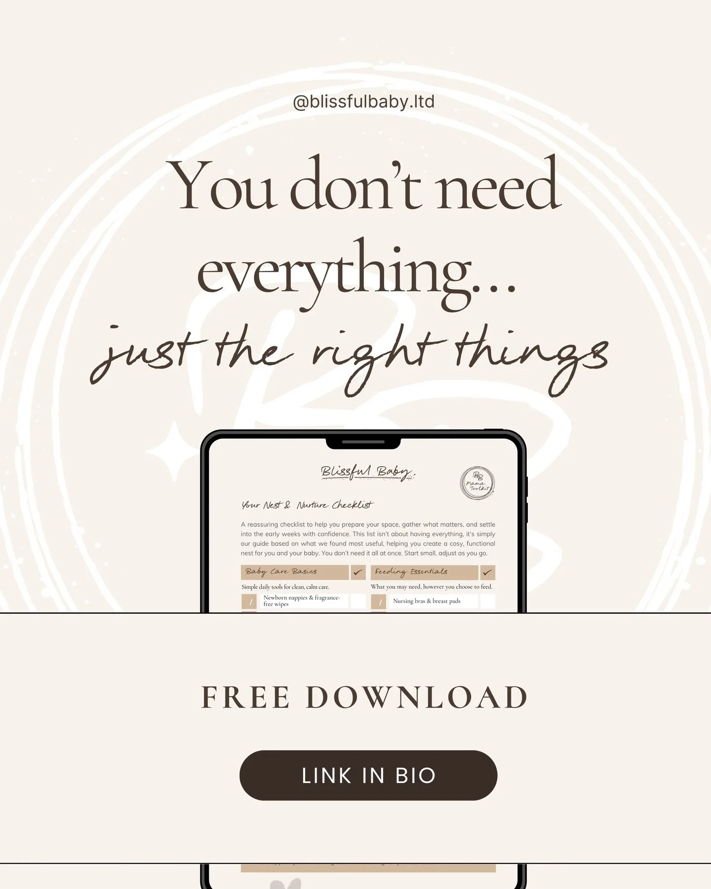 Preparing for your baby&rsquo;s arrival can feel overwhelming.
Everyone seems to have advice, the internet, well-meaning friends, and shops filled with things you&rsquo;re told you might need.

Our Nest &amp; Nurture Checklist was created to gently c