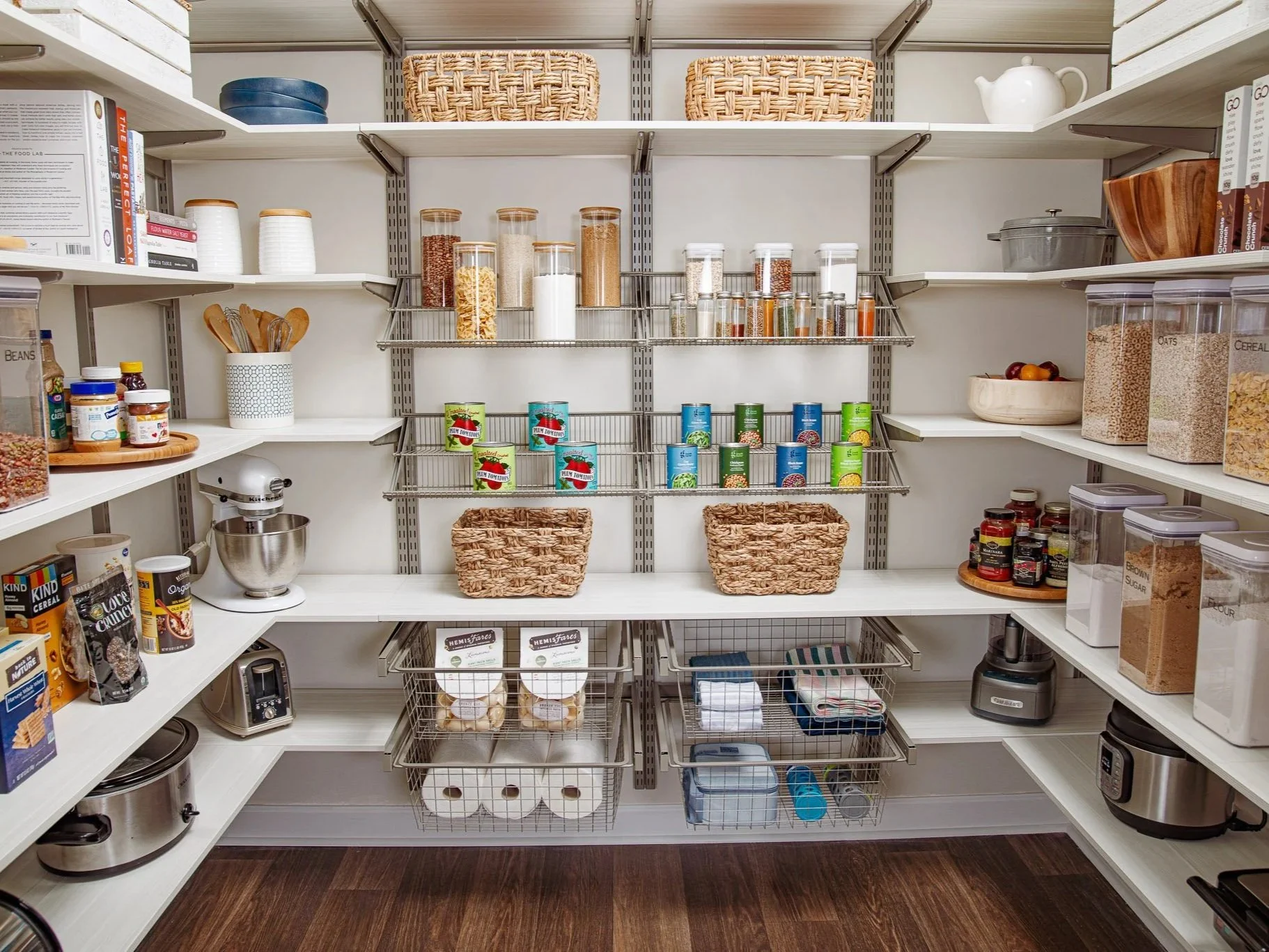 pantry with adjustable shelving