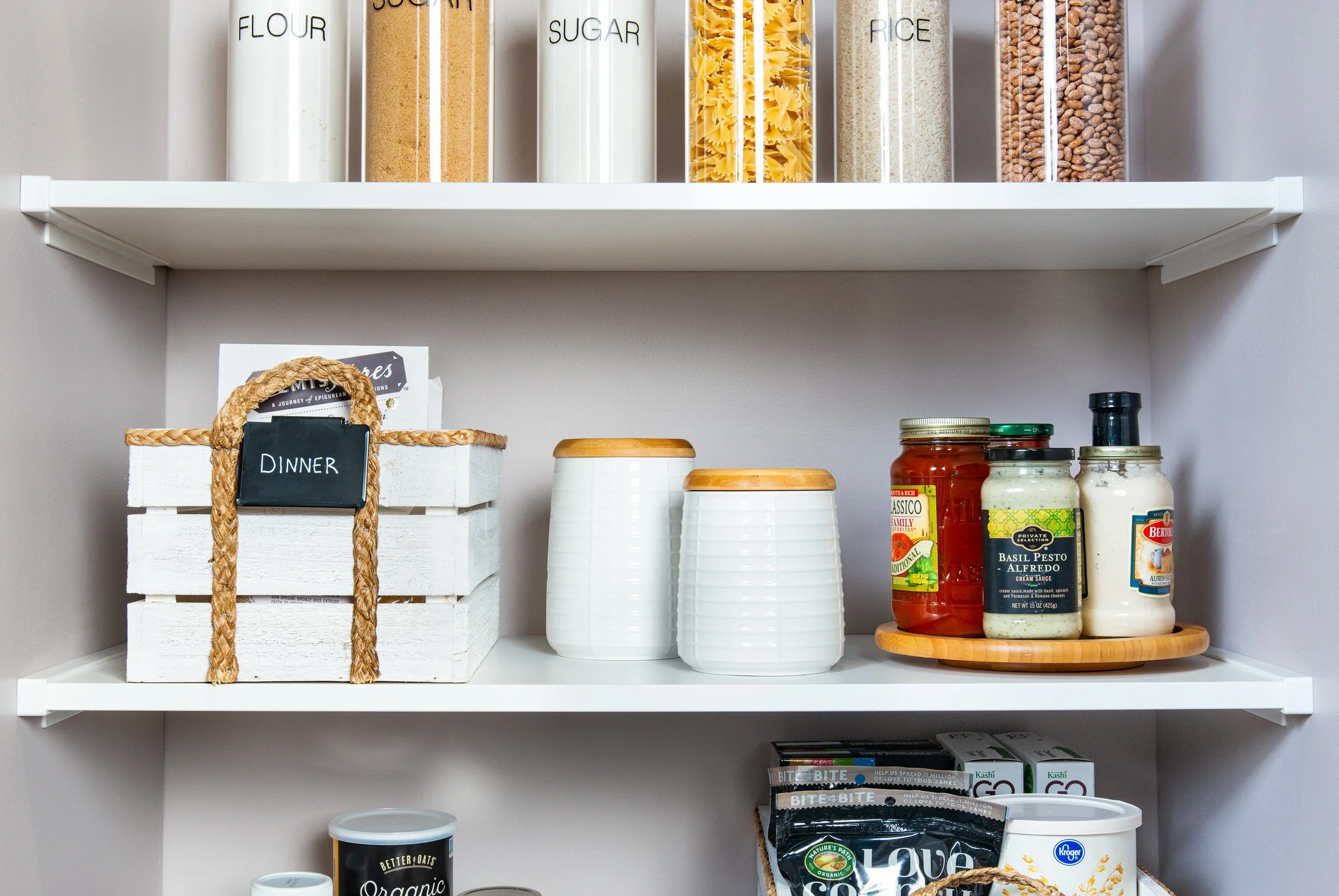 White pantry shelves