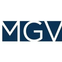 Logo with the letters 'MGV' in bold navy blue on a white background