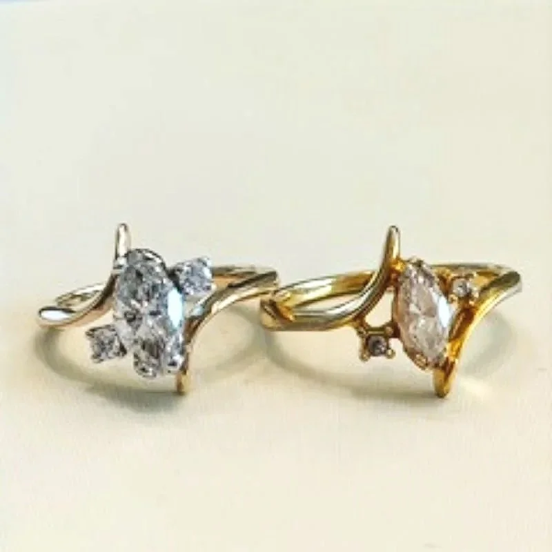 Before and after shot of a recent custom jewelry piece at shipleys - Gold diamond Ring replica with larger stone.