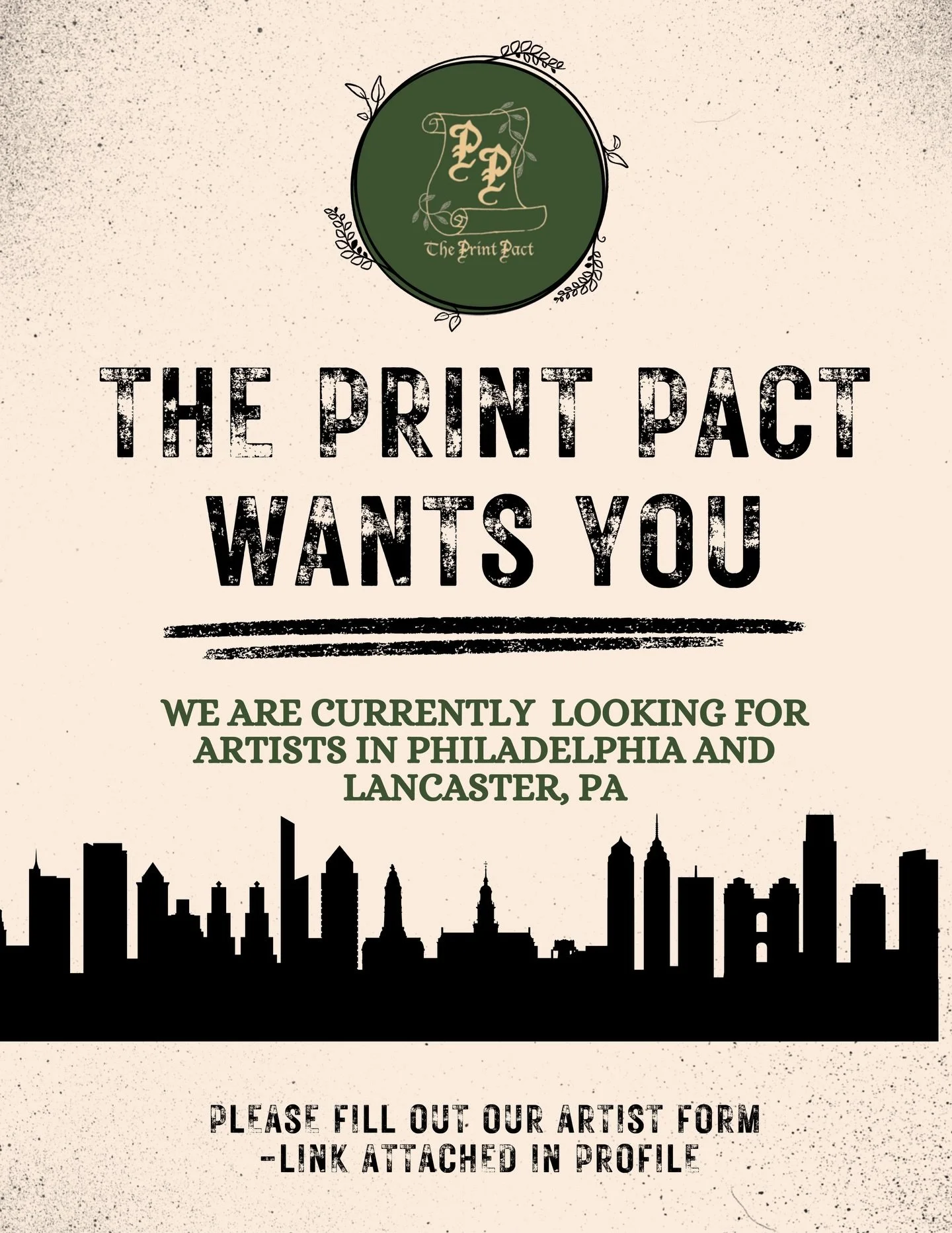 Calling all Artists in Philadelphia and Lancaster, PA 🚨 

The Print Pact is expanding to two amazing cities in PA and we need more artist sign ups in Philly and Lancaster in order to make it happen ✨

Feel free to share this with any experienced pri