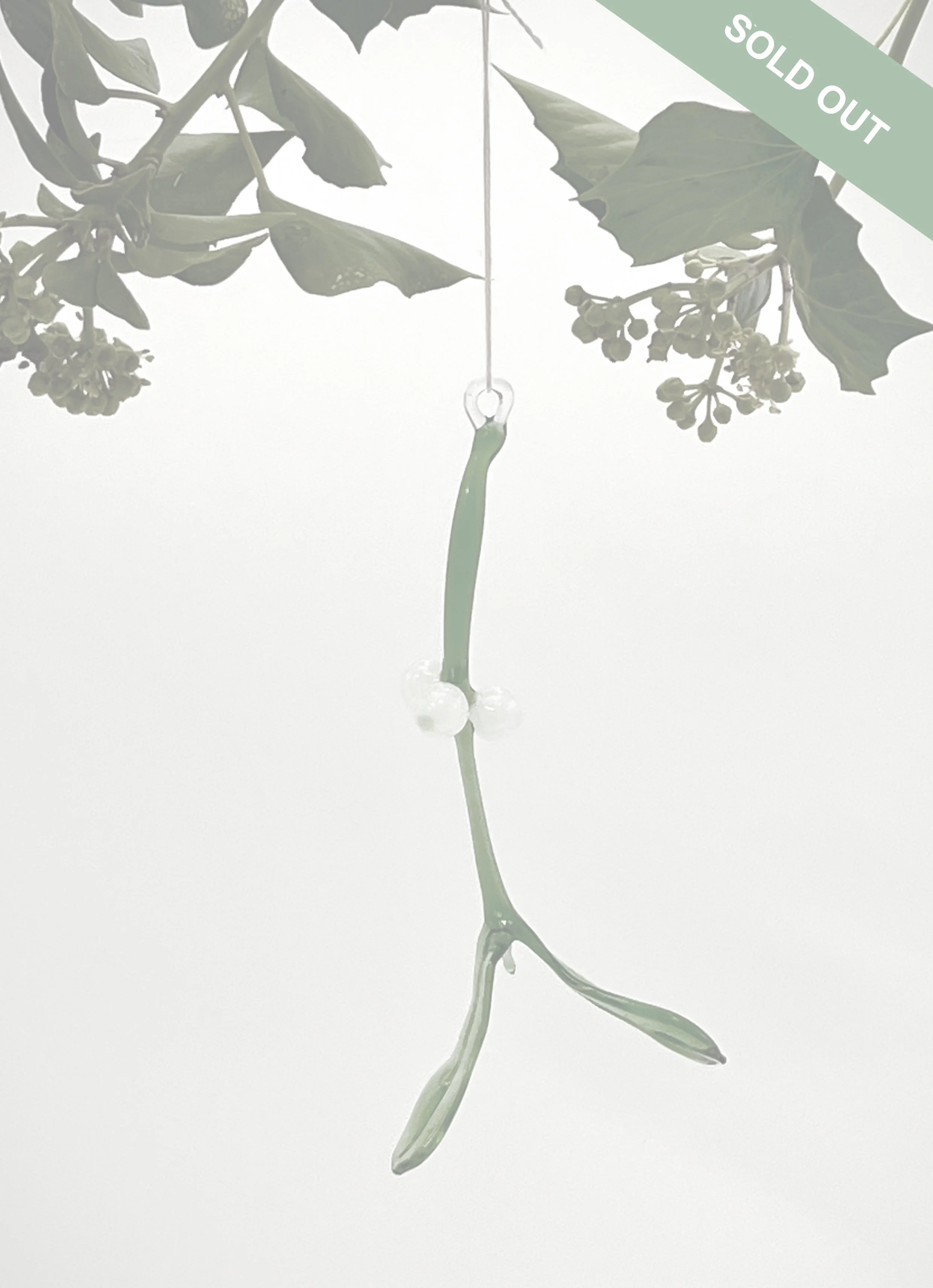 Flameworked glass Mistletoe ornament