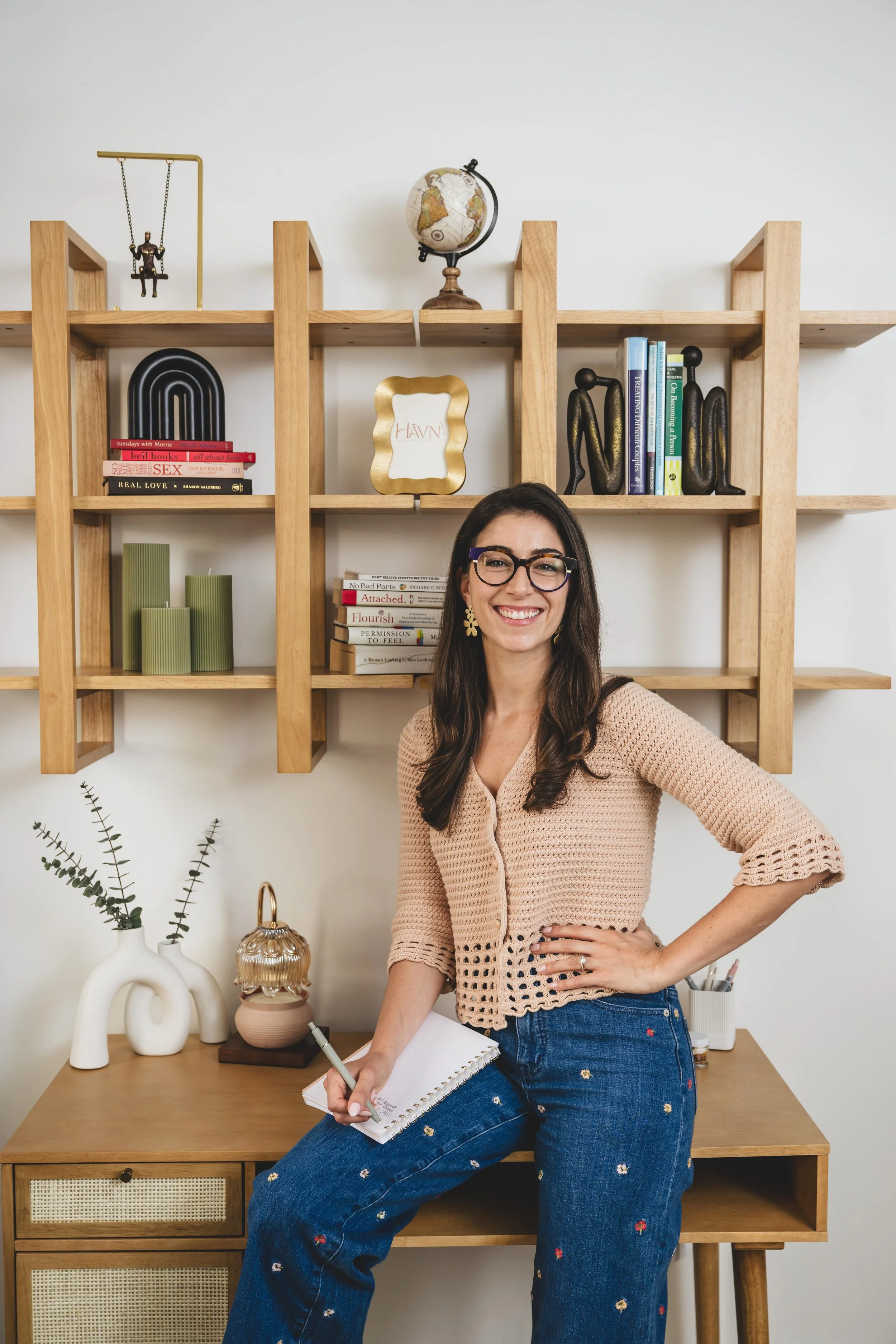 Philadelphia therapist smiling in modern cozy office