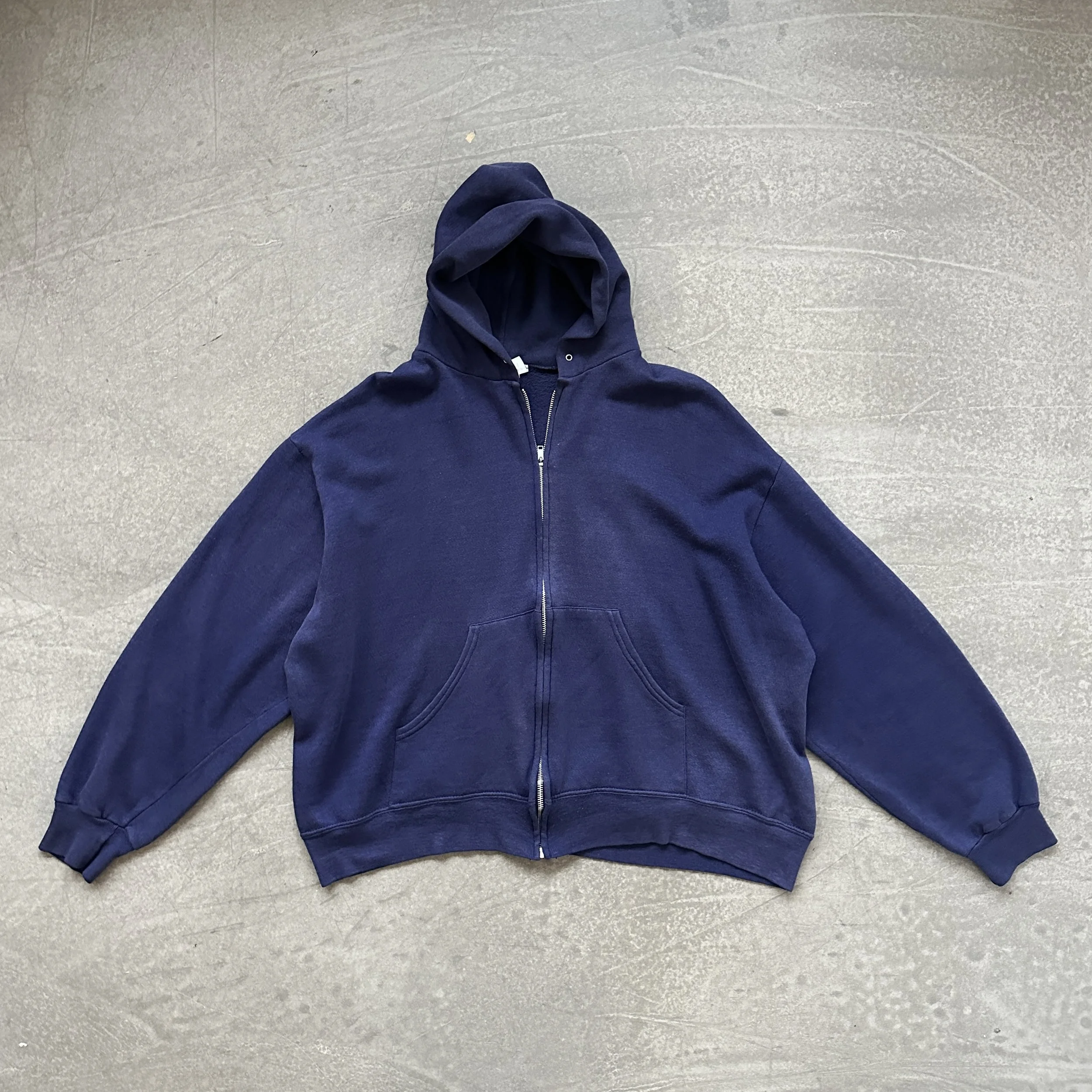 Vintage 80s Zip-Up Hoodie Navy L