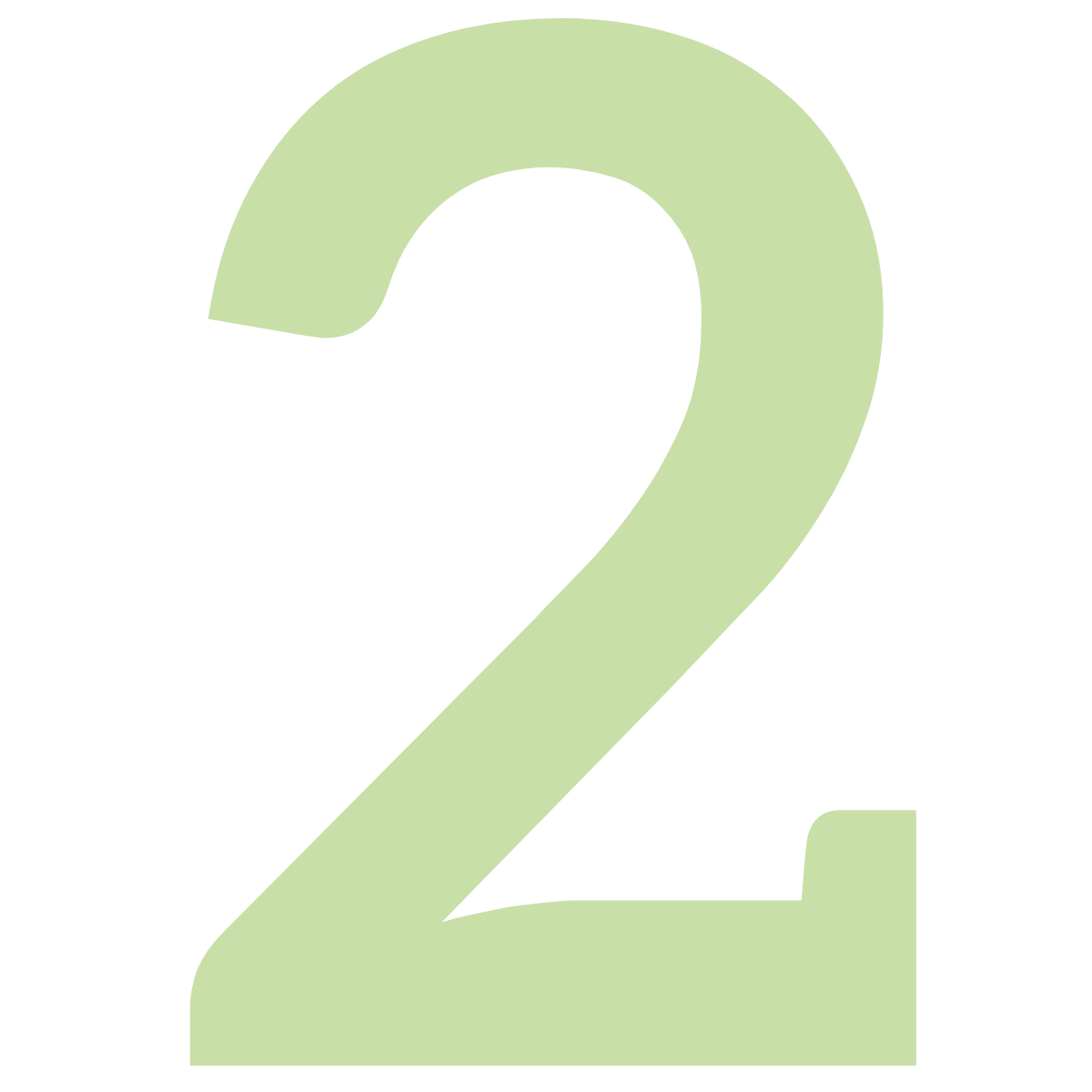 Large, light green number 2 on a black background.