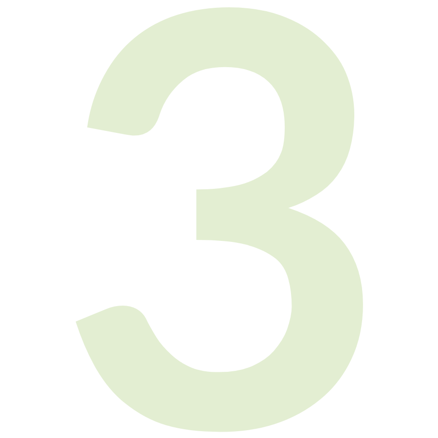 A large light green number three on a black background.