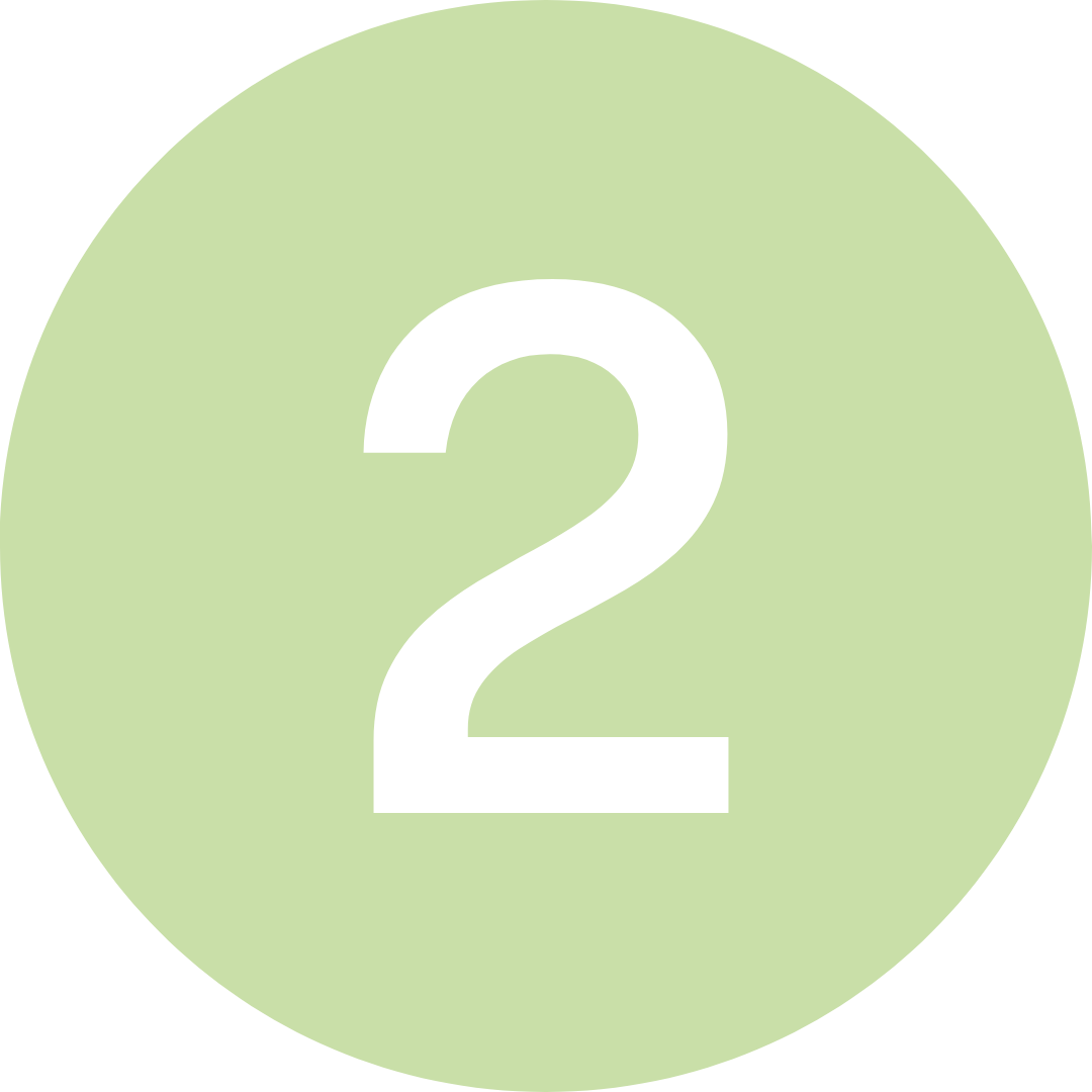 A green circle with the number 2 in black in the center.