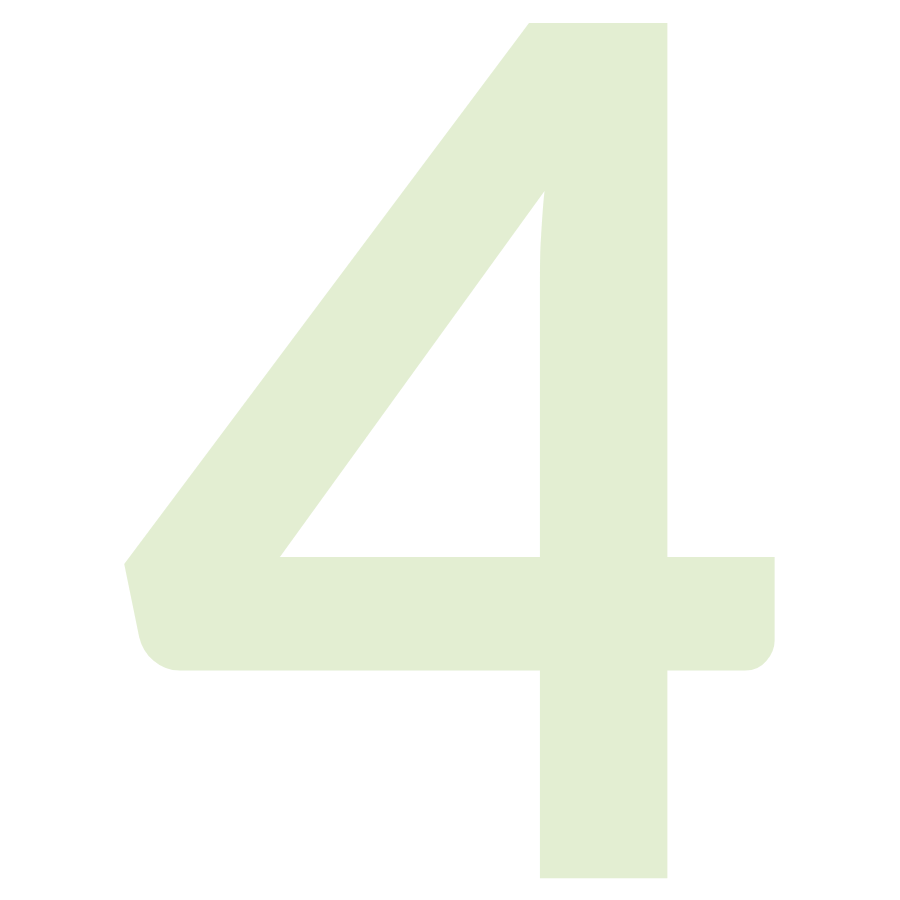 Bright light green numeral 4 on a black background.