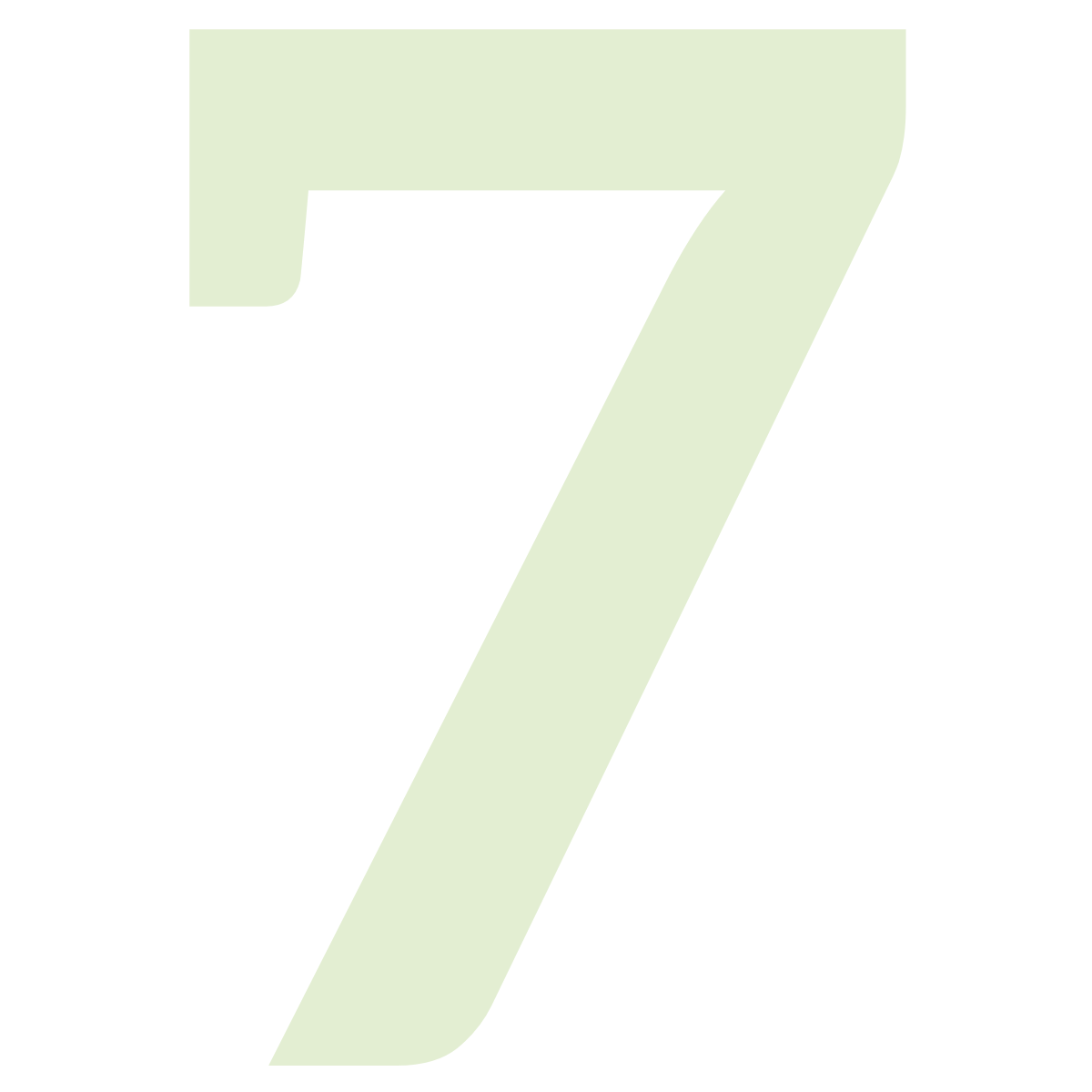 A large stylized number 7 in light green with black background.