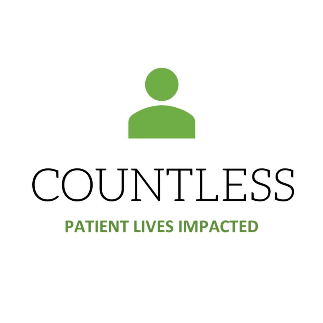 Icon of a person with the text 'Patient lives impacted' beneath it.