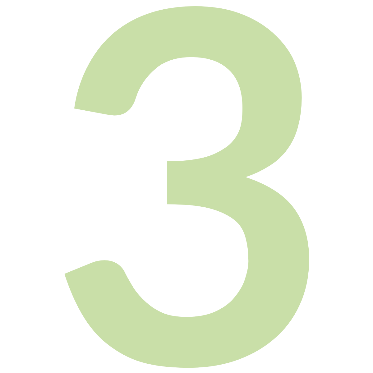 Large light green number 3 on a black background.