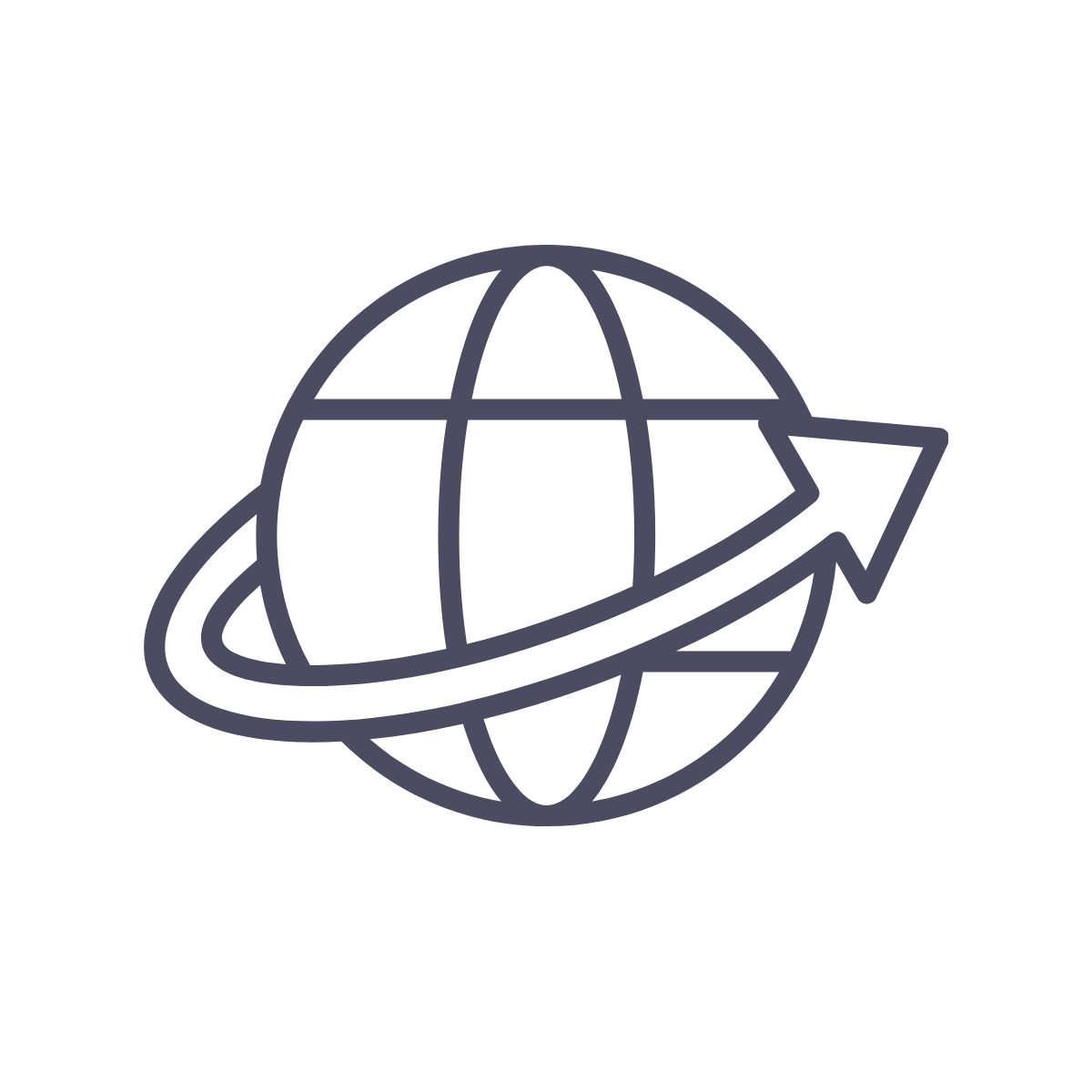 Icon of a globe with an arrow circling around it.