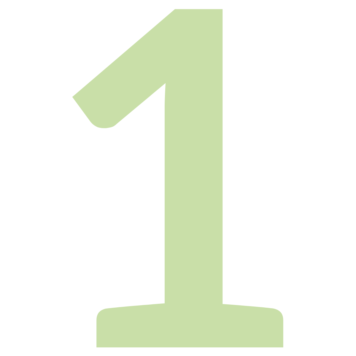 Large stylized light green number one on a black background.