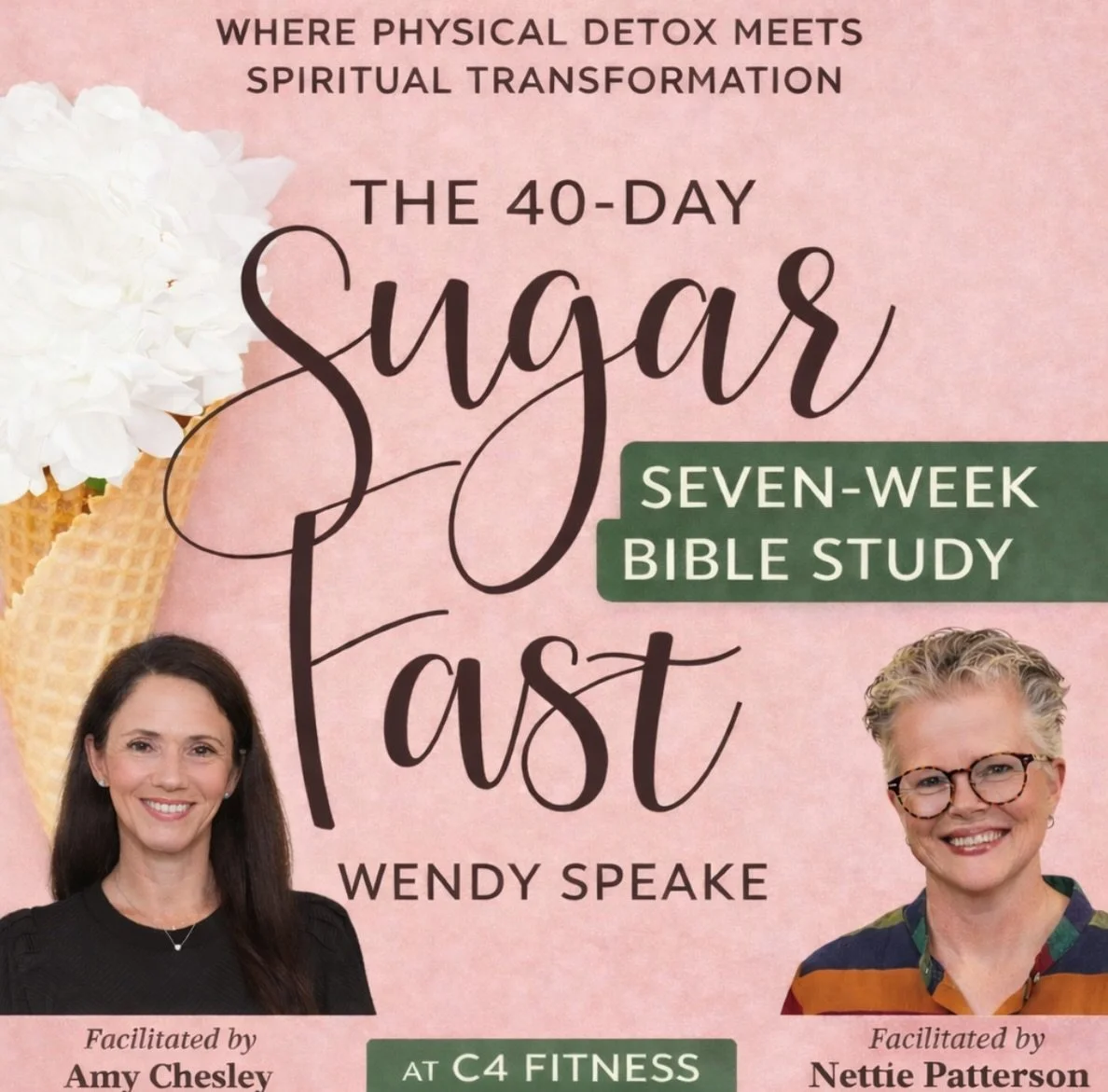 Join us! 

The 40-Day Sugar Fast: Where Physical Detox Meets Spiritual Transformation 

📖A Seven-Week Bible Study

Tuesdays | 6:30&ndash;8:00 PM

📍C4 Fitness
3515 Star Rd | Whitehouse

If you&rsquo;re ready to reset physically, refocus spiritually,