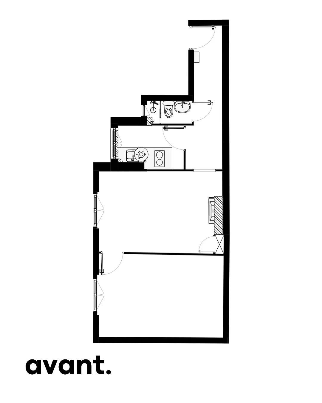 EUG&Egrave;NE &bull; Aper&ccedil;u du plan quelque peu &eacute;tir&eacute; de cet appartement de 36m2 situ&eacute; dans le Xe arrondissement 📐

➖ AVANT 
- Un long couloir inexploit&eacute; 
- Une SDB microscopique 
- Une cuisine s&eacute;par&eacute;