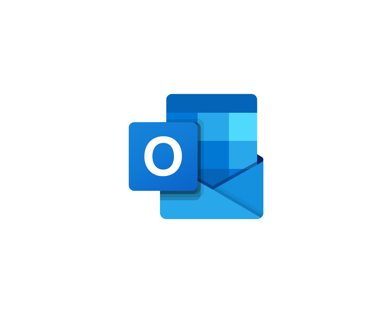 Microsoft Outlook app icon with a blue envelope and a blue square with a white letter 'O'.