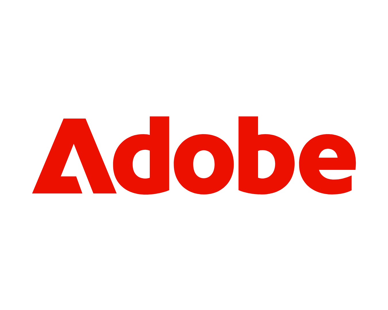 The Adobe logo in red text on a white background.