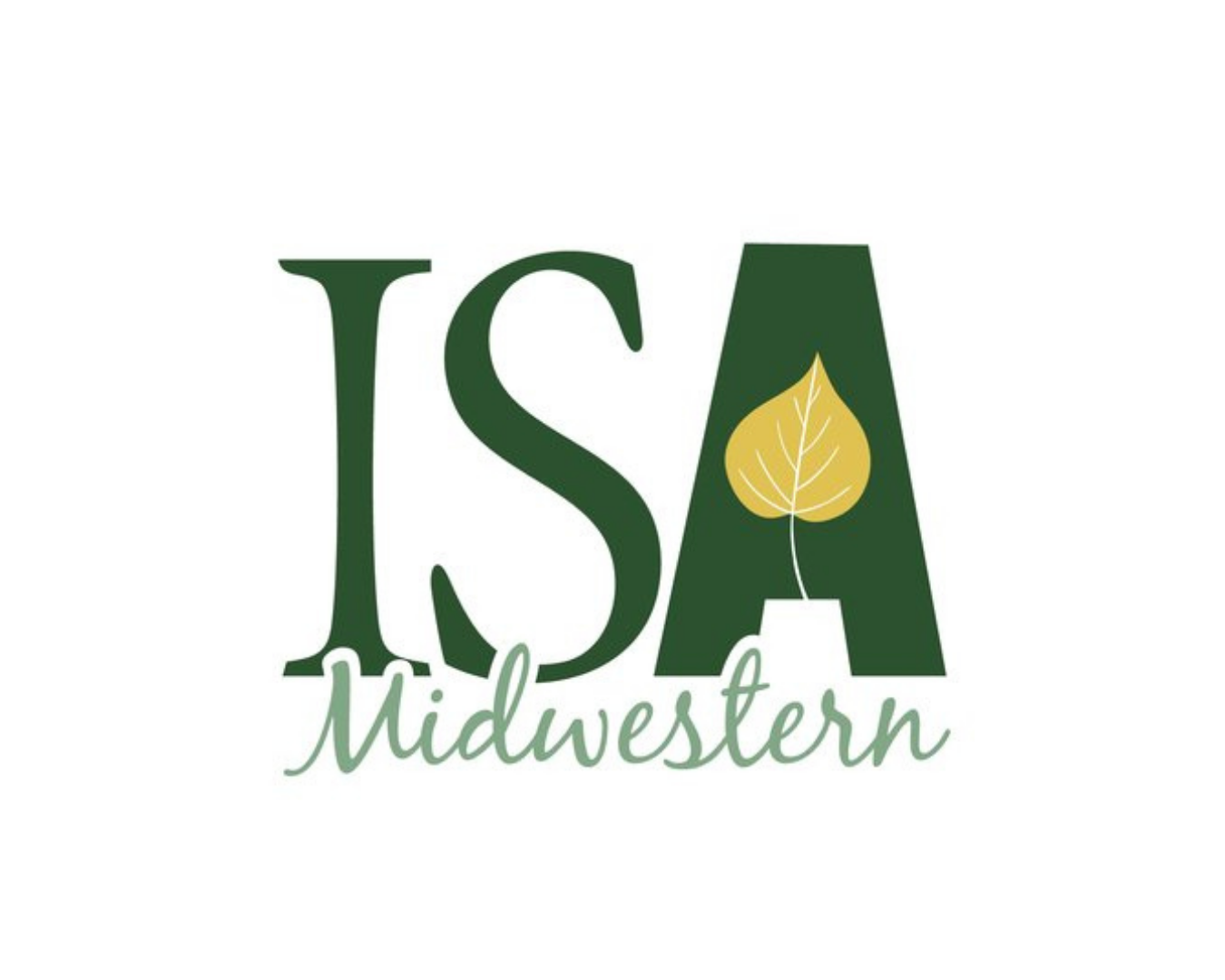 Logo with the text 'ISA Midwestern' and a green leaf on the letter 'A'