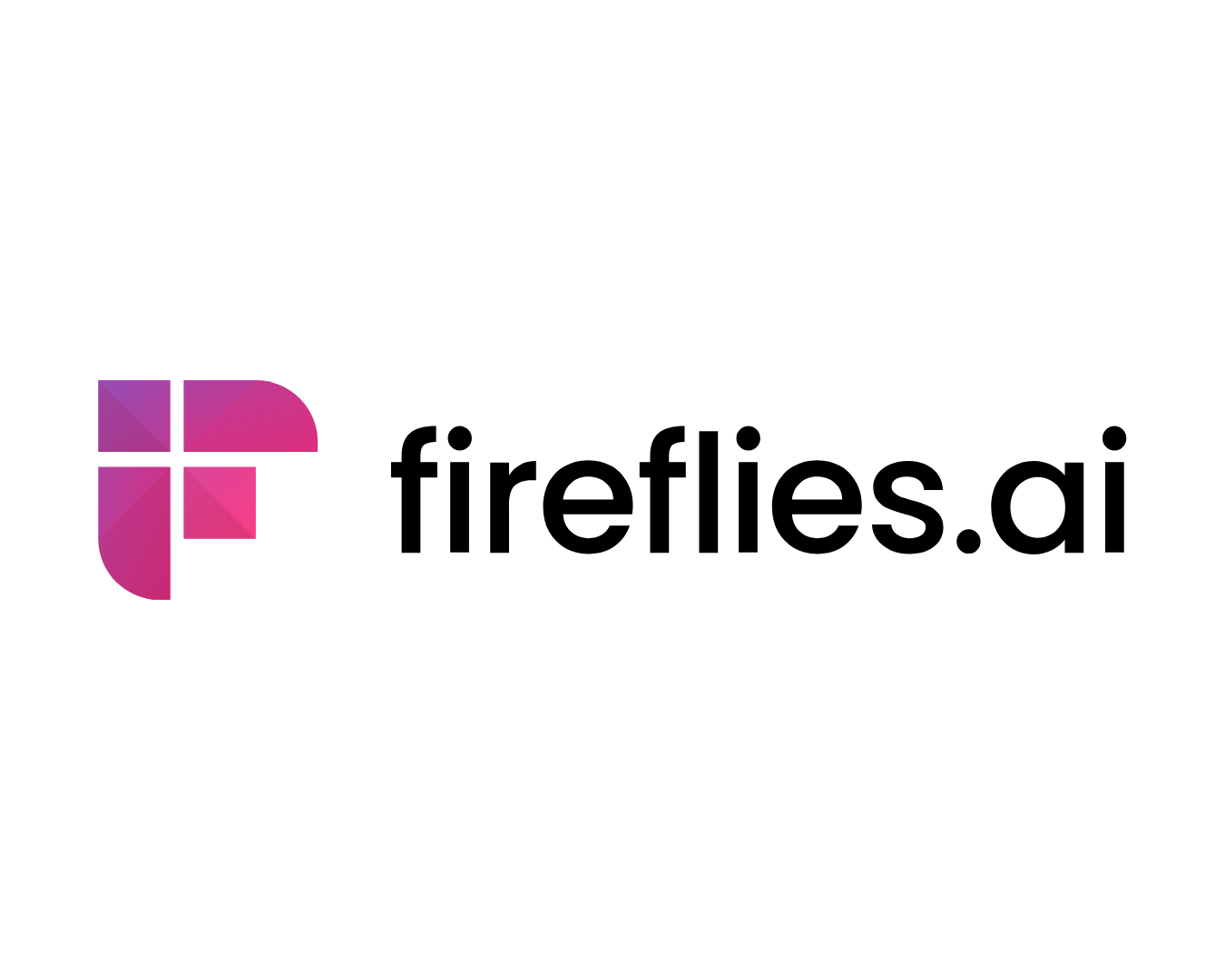 Fireflies.ai logo featuring a stylized purple and pink geometric icon and the company name in black text.