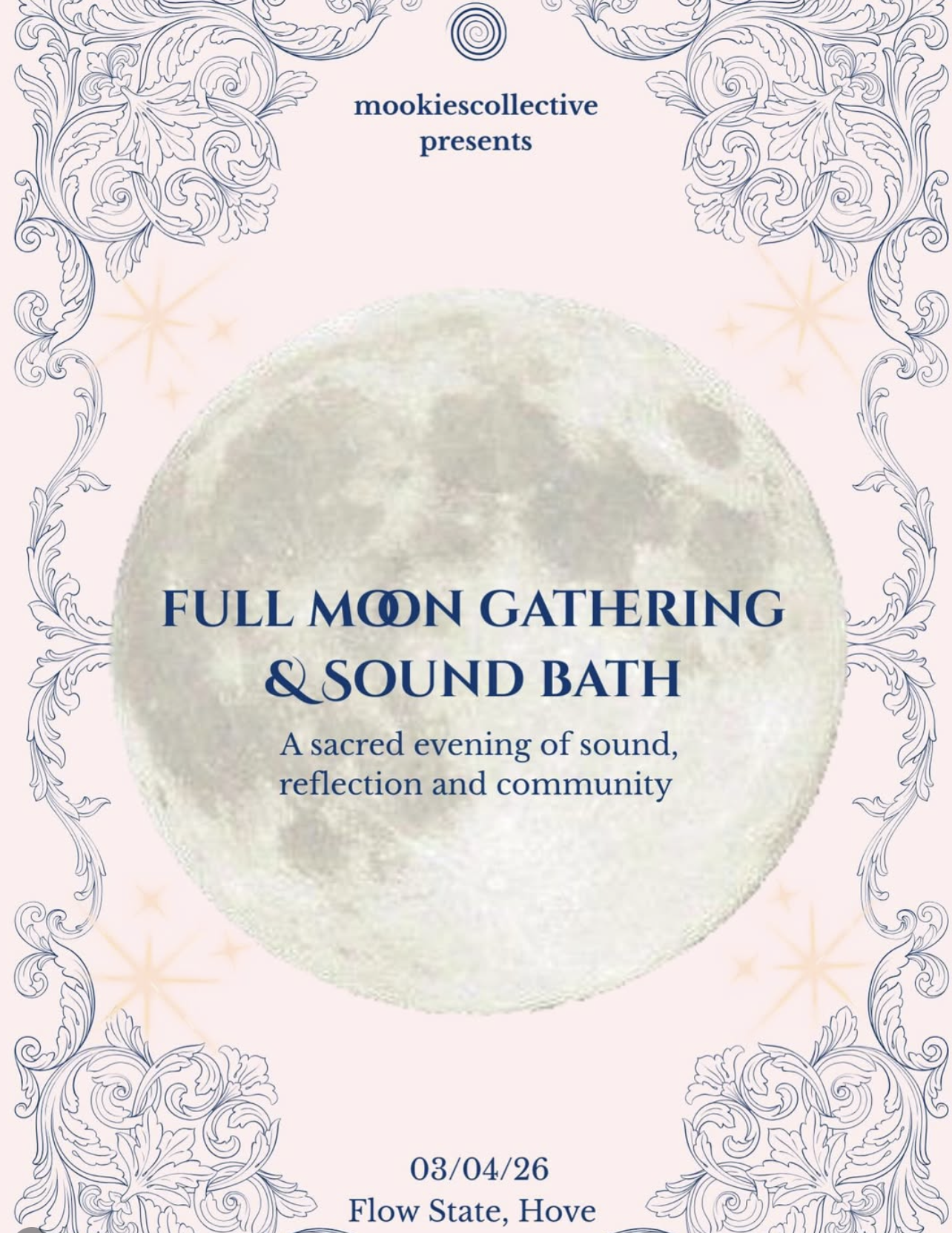 Join Mookie on Friday 3rd April 7pm @flowstatehove for another special gathering celebrating the pink moon. This moon is a symbol for spring’s renewal, a time for setting fresh intentions and releasing any stagnant energy🌼✨
🌿 Arrive and ground 🌿 M
