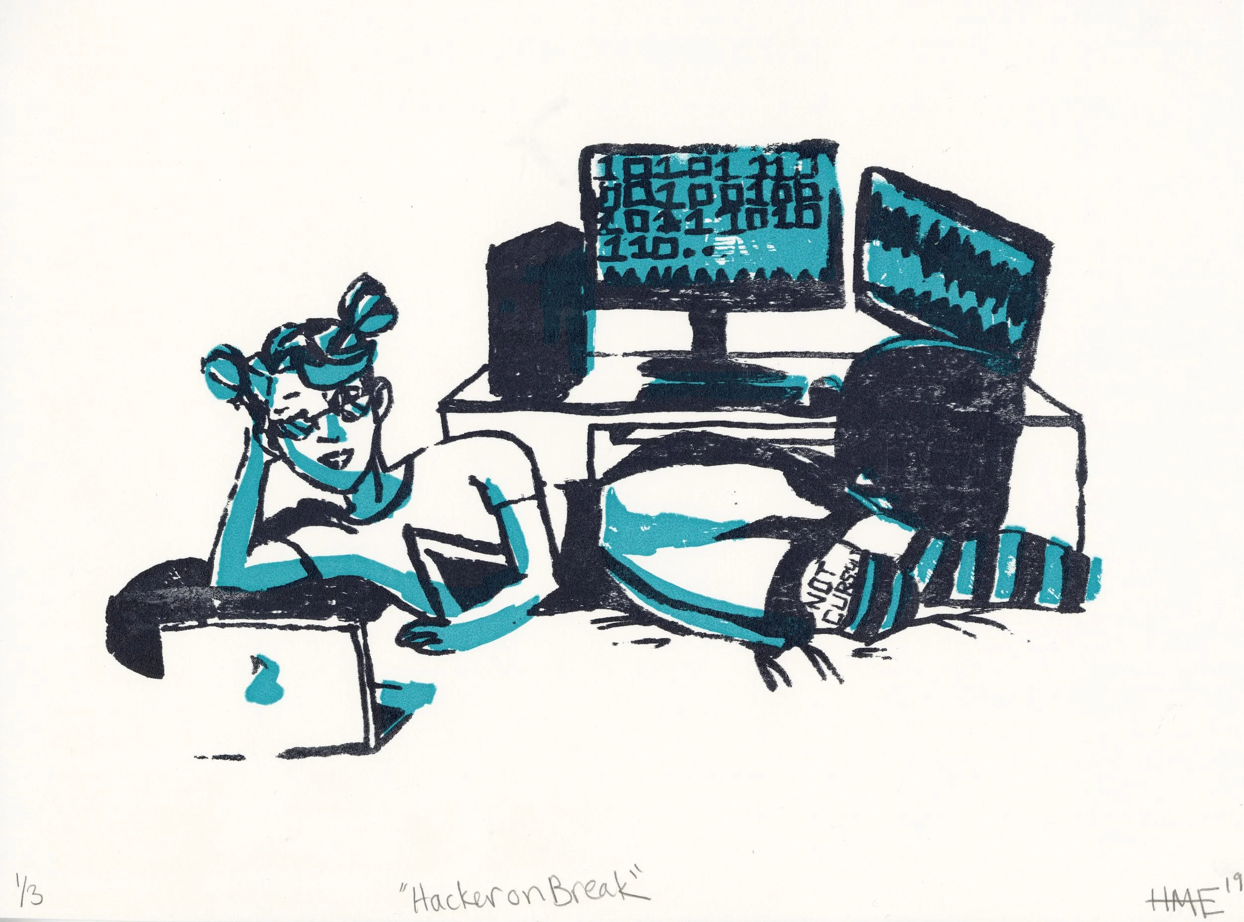 "Hacker on Break" Screenprint