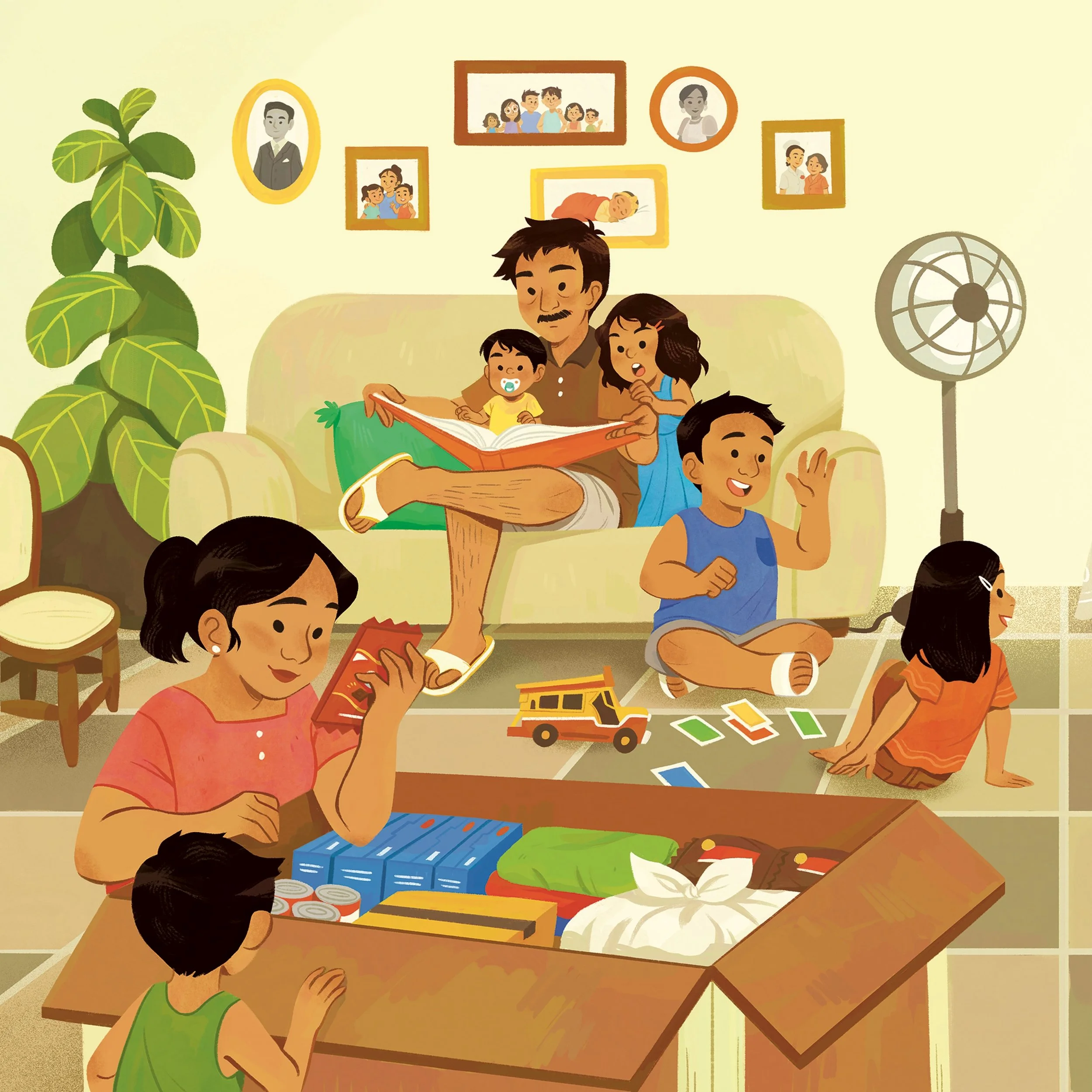 Celebrating #aapiheritagemonth with one of my favorite pages from BOX OF DREAMS, written by @faithkaz 

Balikbayan box, bibingka, and family 📦 ☁️ 

#illustration #kidlitart #philippines #aanhpiheritagemonth
