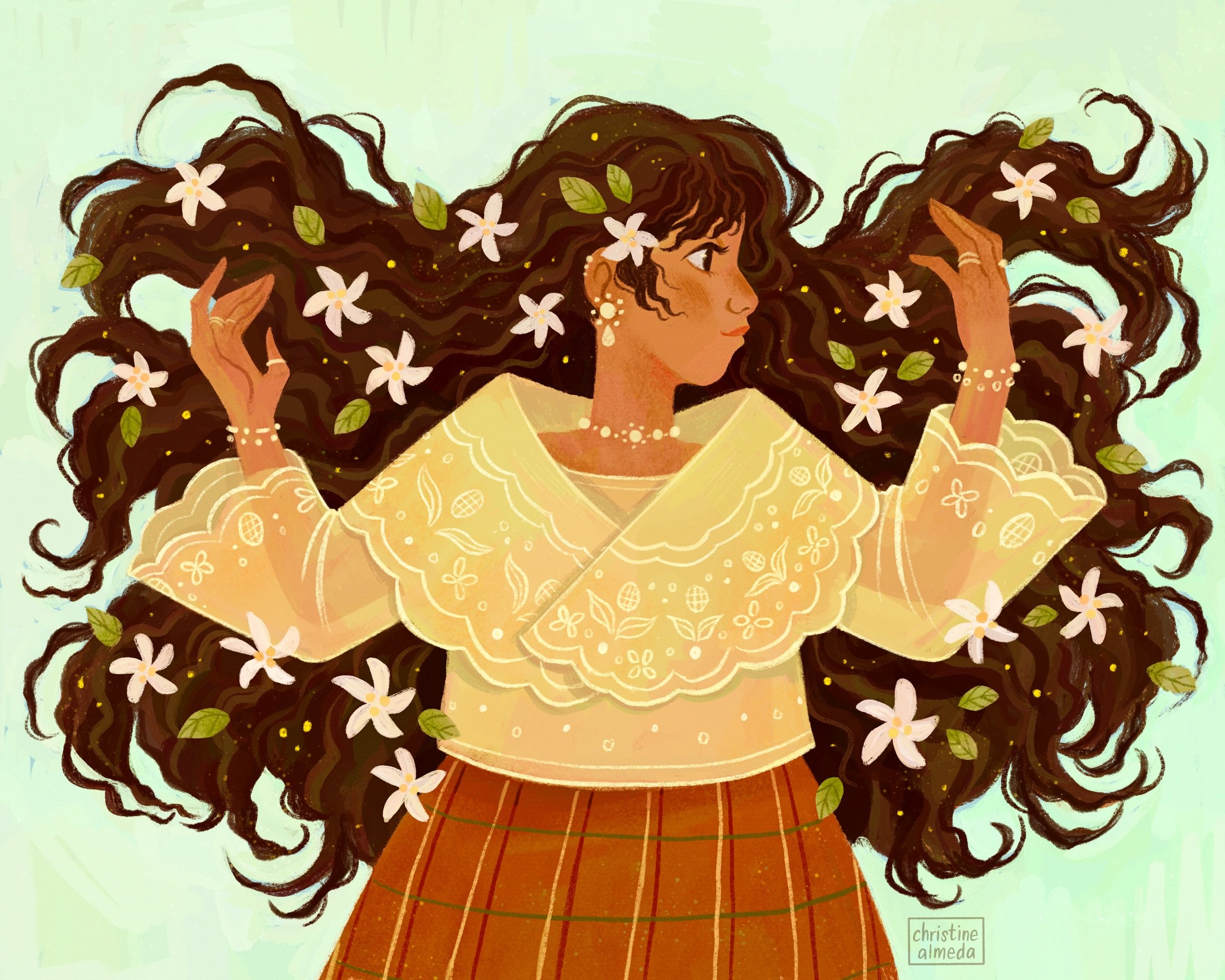 Goodbye Summer 🌞 Today&rsquo;s my birthday, which means summer&rsquo;s coming to an end 🌞 

Another process post, had a lot of fun just drawing whatever I felt like drawing. Love me some big hair, pi&ntilde;a cloth and flowers. 

#illustration #art