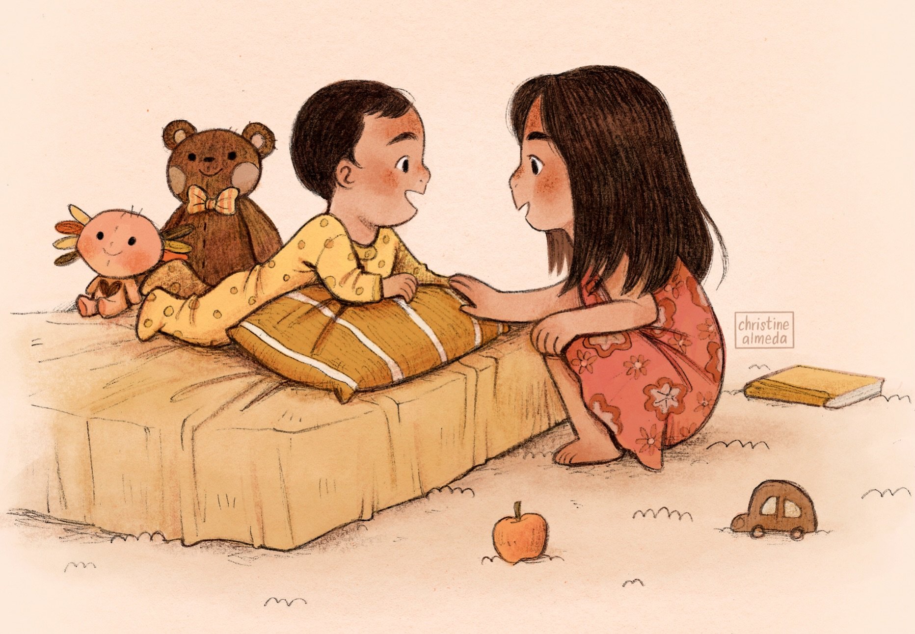 New Siblings 💗💗

Had to record the moment when my girls started interacting 🥹 This sketch has been sitting around for a few months, but rendering didn&rsquo;t feel quite right until I did it in graphite! 

#kidlitart #illustration #babies #childho