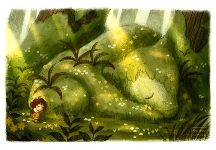 #calmtober 07 MOSS 🍃

Had a couple of ideas before this one, but glad I pivoted to something a bit more magical. Learned a lot with this drawing! If you breathe with the light, it&rsquo;s a nice calming breathing exercise~

#illustration #kidlitart 