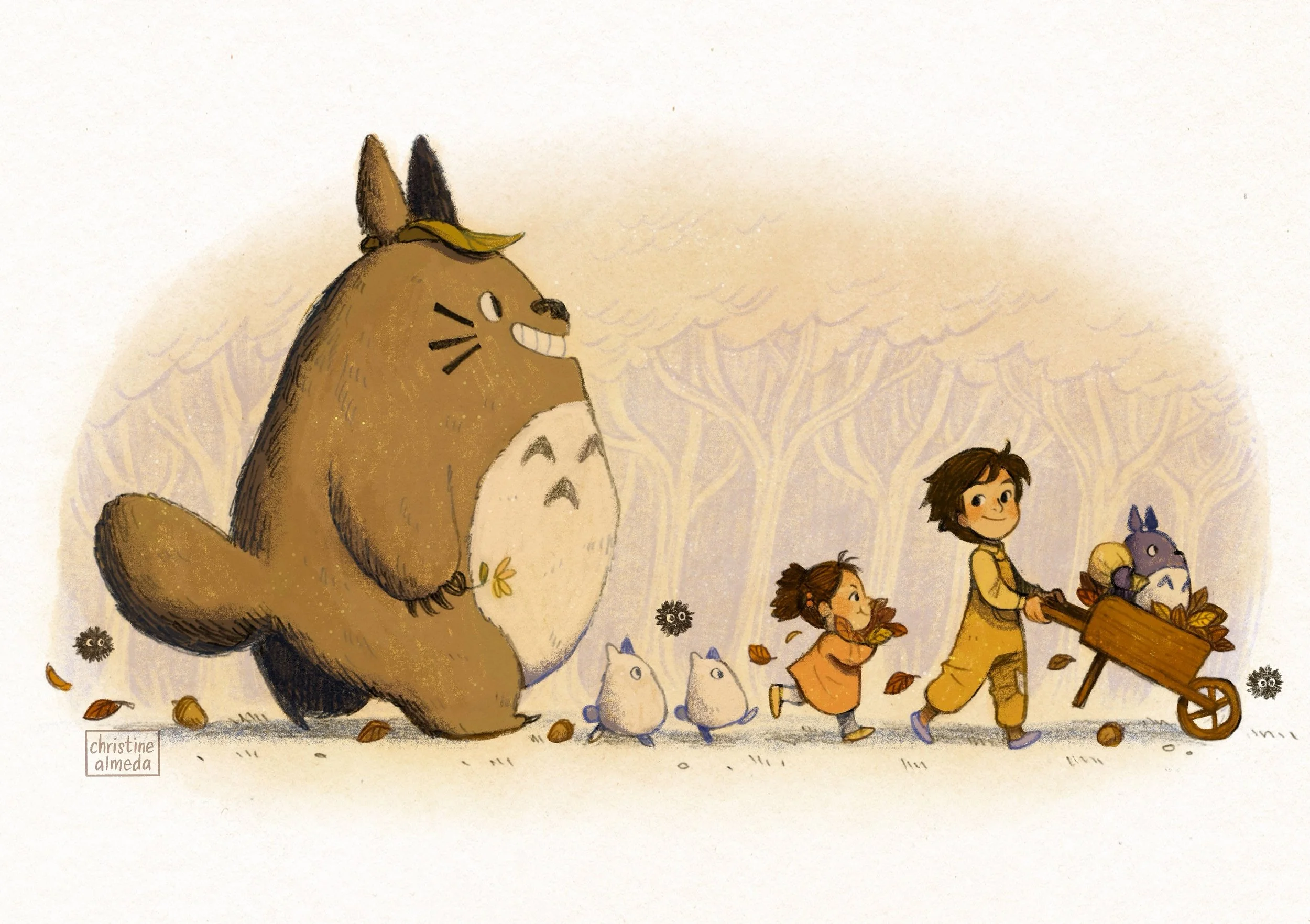 #calmtober 09 WHEELBARROW

A bit of Totoro fanart today! I wanted to draw Satsuki and Mei in their autumn clothes from the end credits 🍂 

#myneighbortotoro #ghibli #illustration #kidlitart