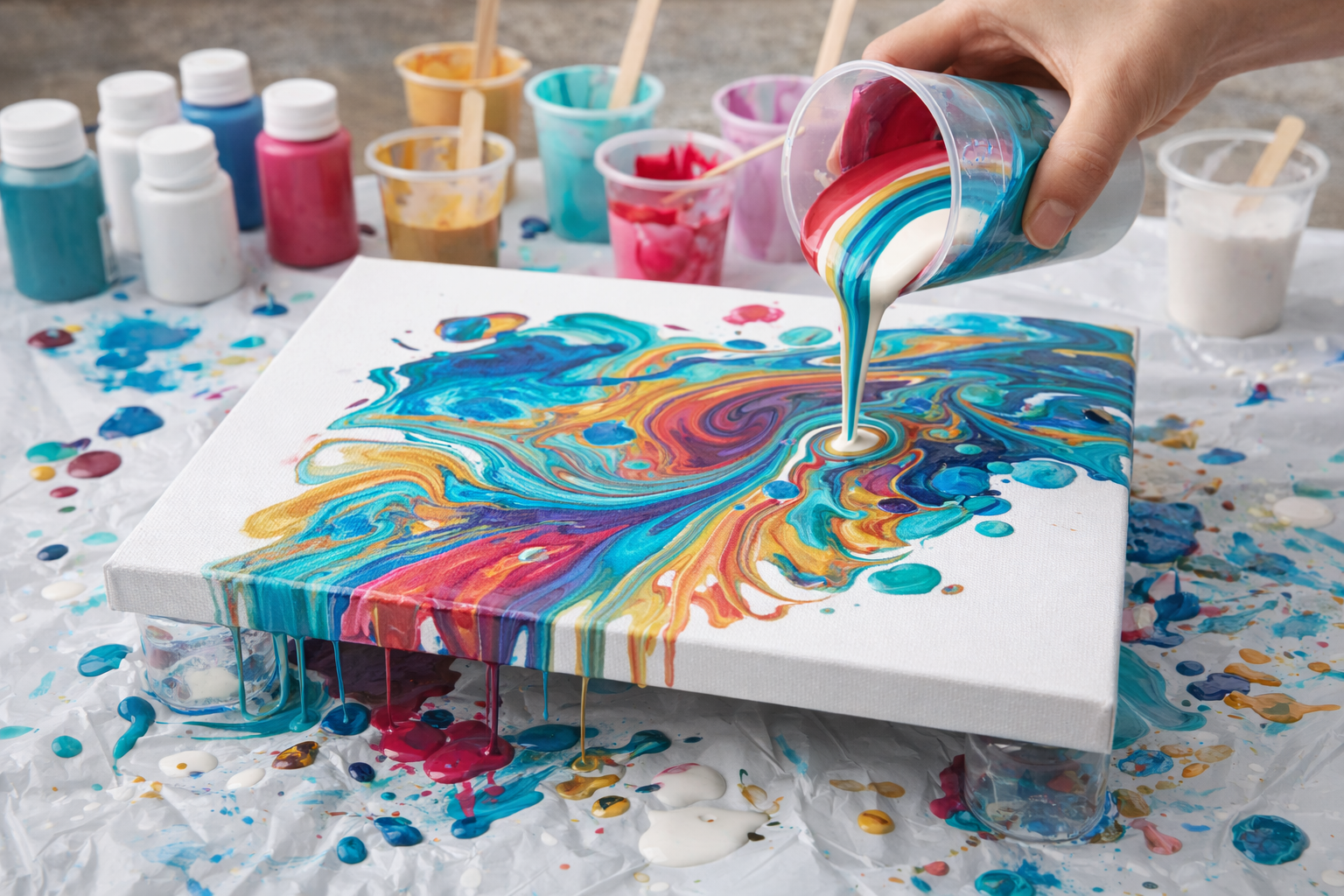 Acrylic Pouring als kreatives Teamevent