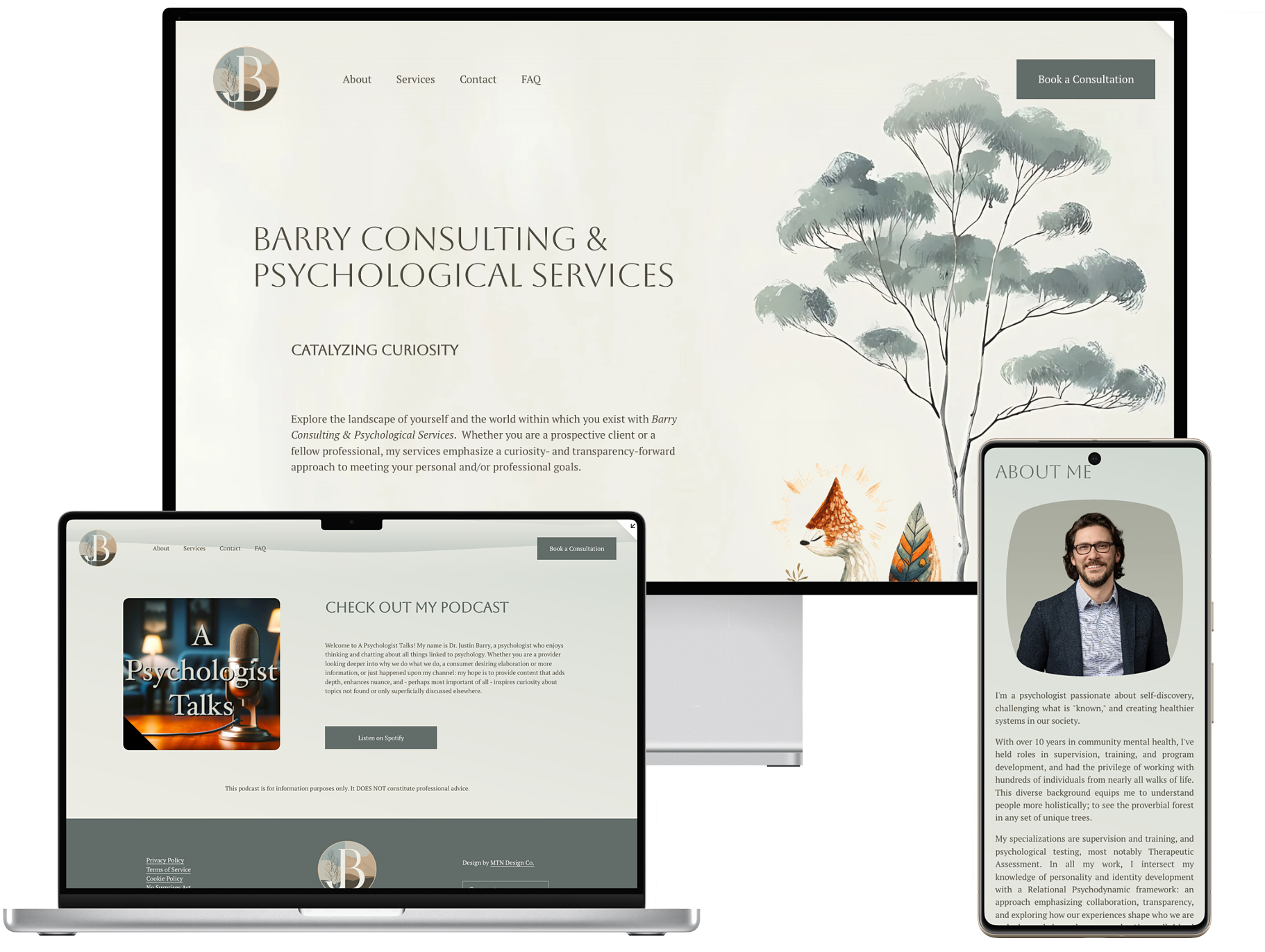 Website design mockup of a Denver Colorado mental health practice