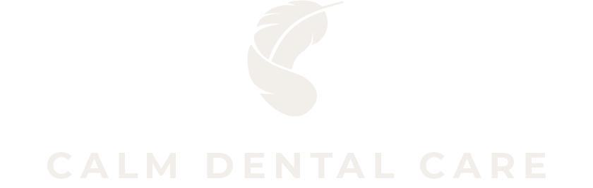 Logo of Calm Dental Care featuring a stylized tooth with a leaf design and the text 'Calm Dental Care' underneath.