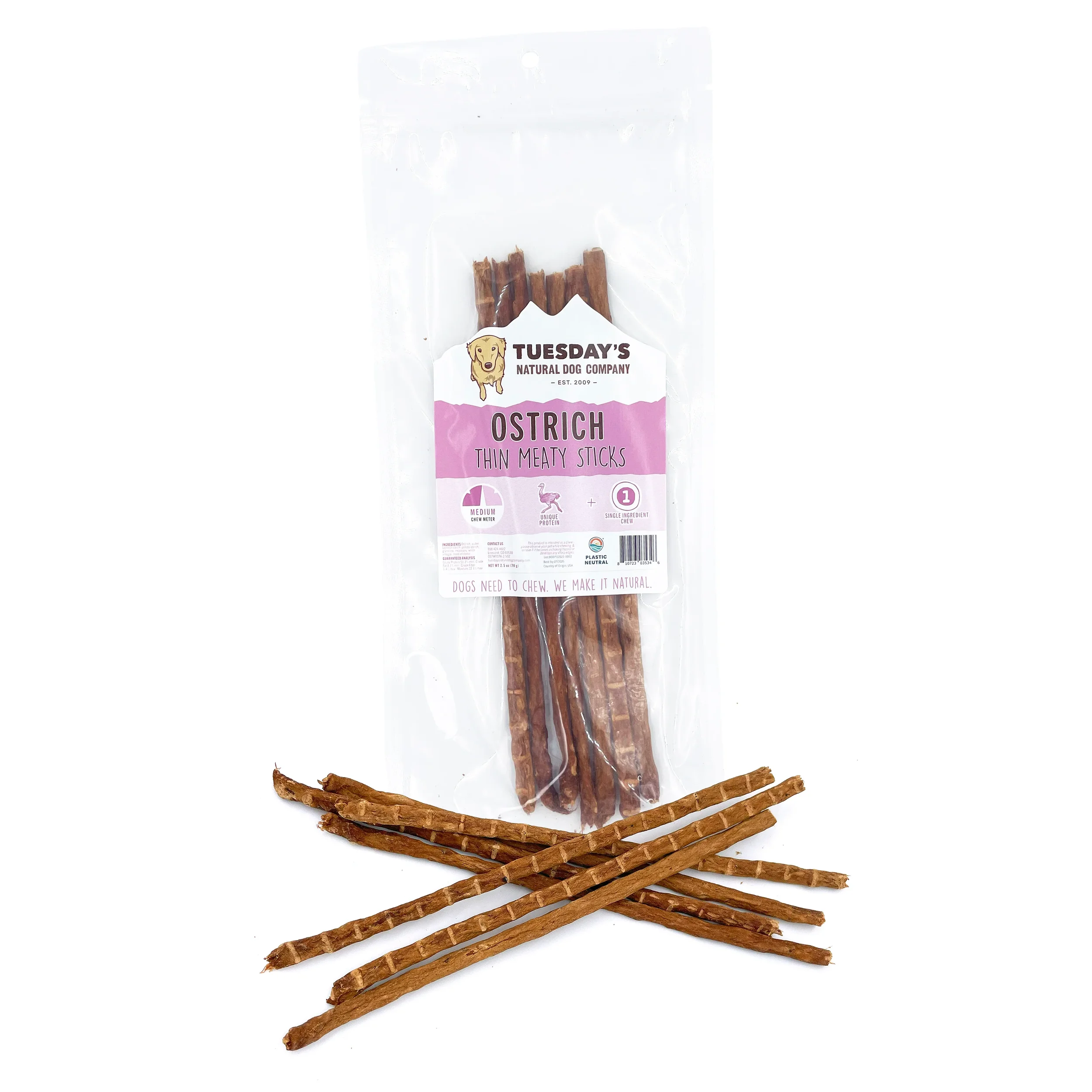 TUESDAY'S Ostrich Thin Meaty Sticks- 2.5oz