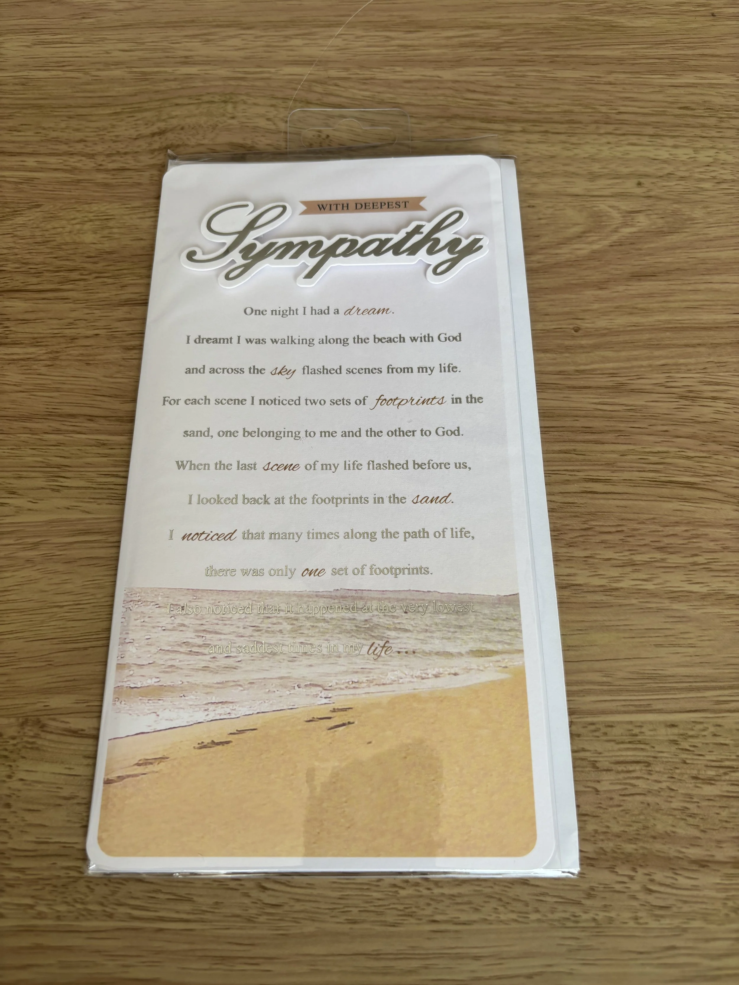 Footprints in the Sand Sympathy Card